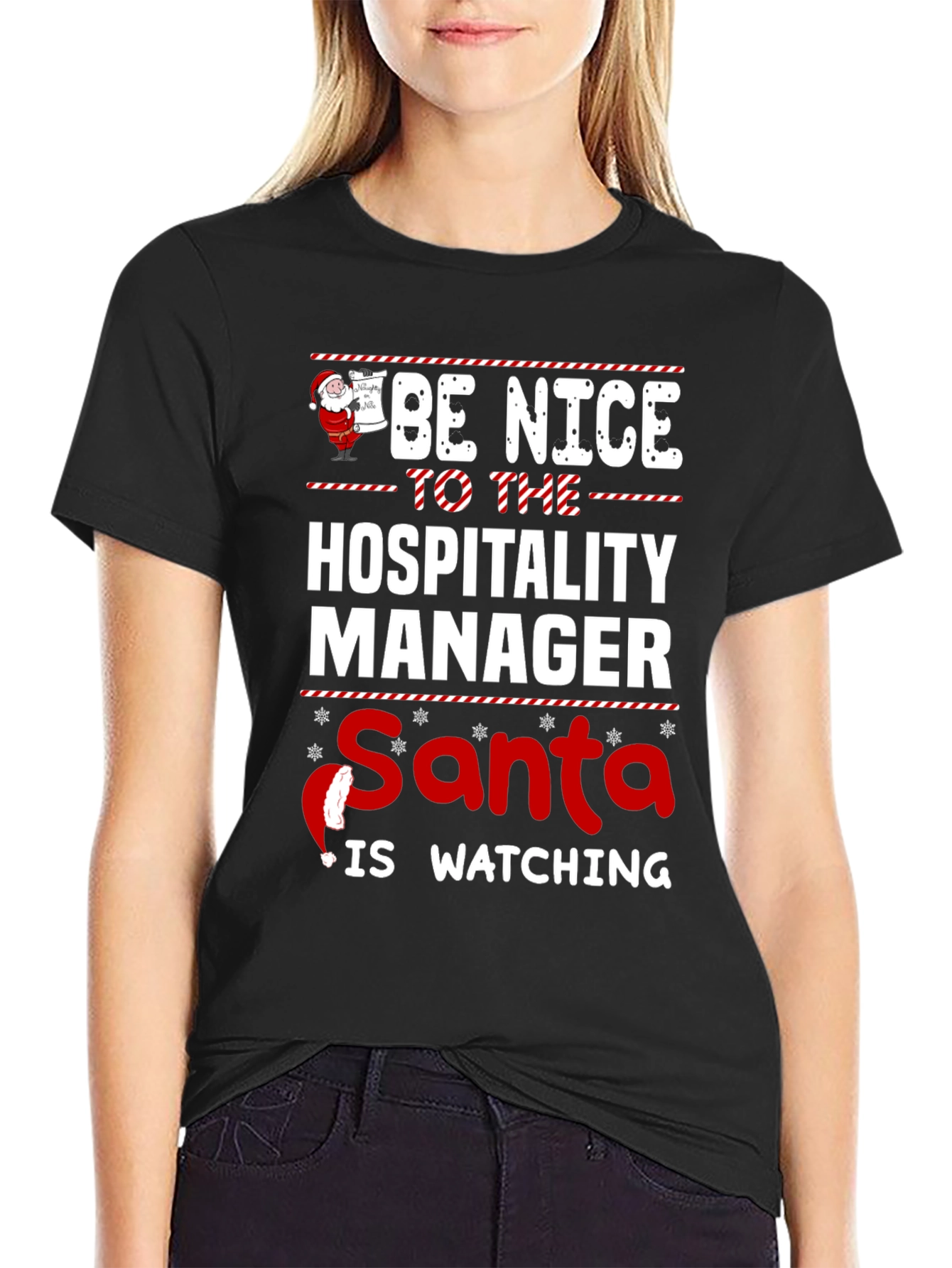 Hospitality Manager Santa Watching T-Shirt