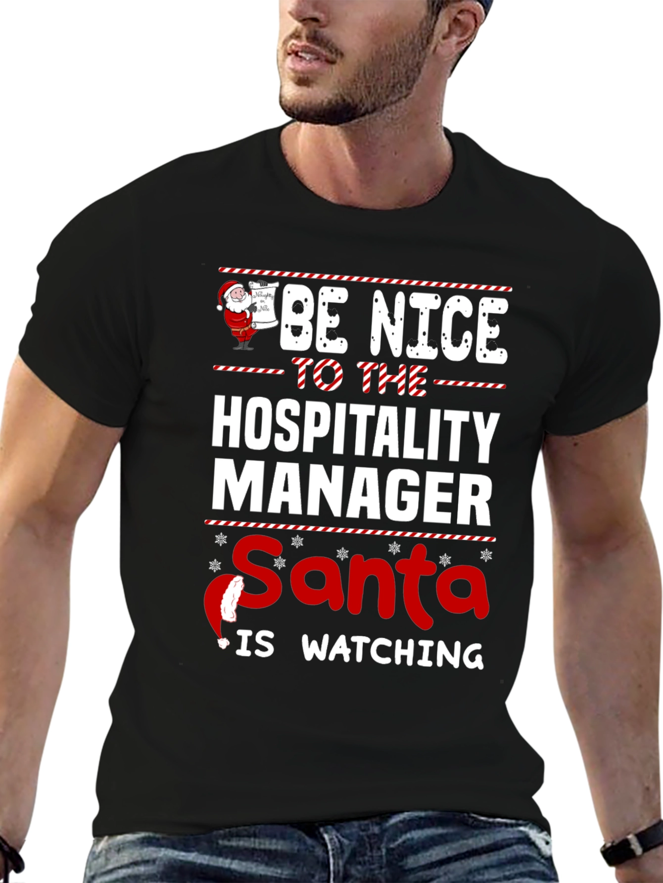 Hospitality Manager Santa Watching T-Shirt