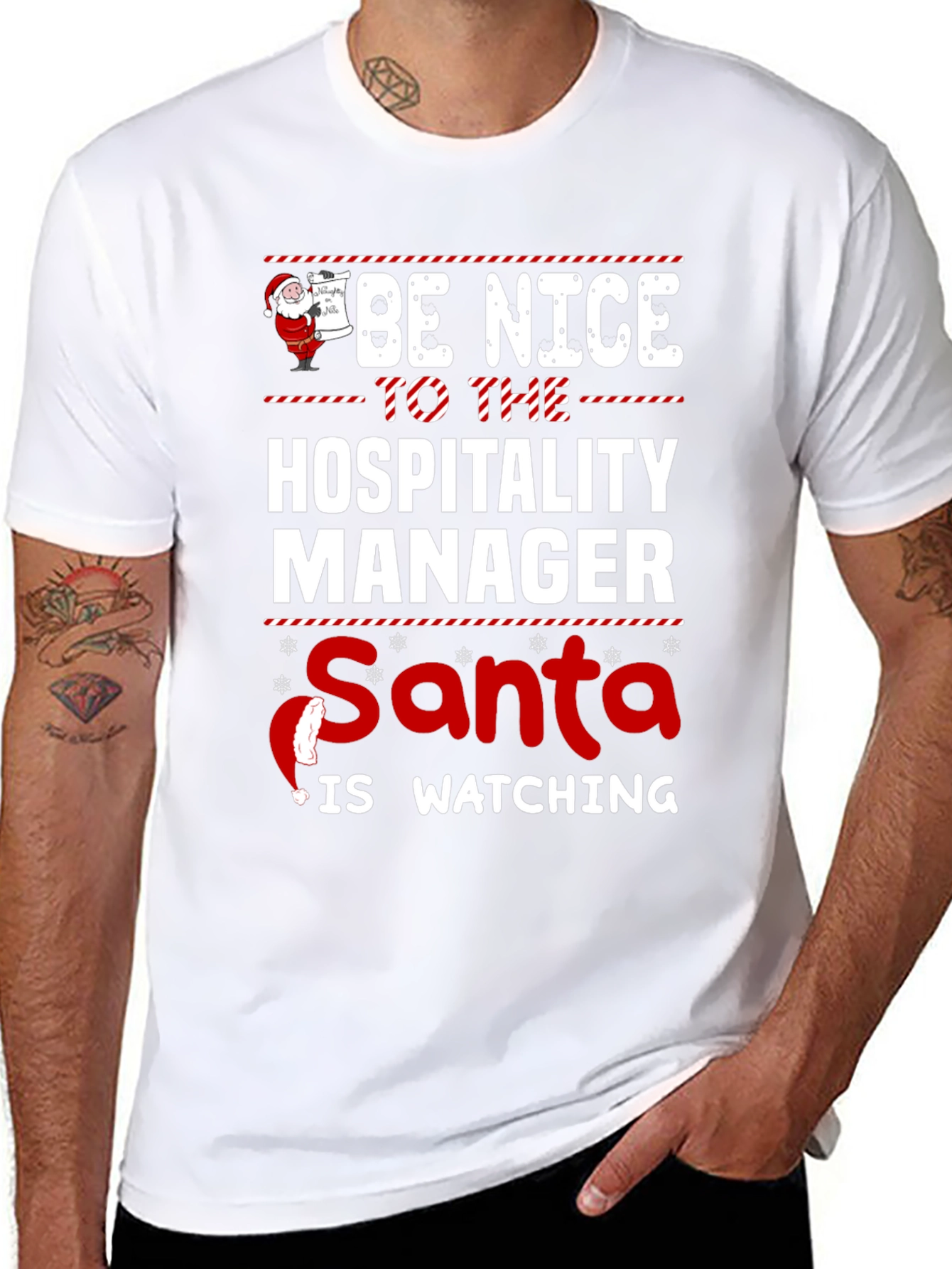 Hospitality Manager Santa Watching T-Shirt