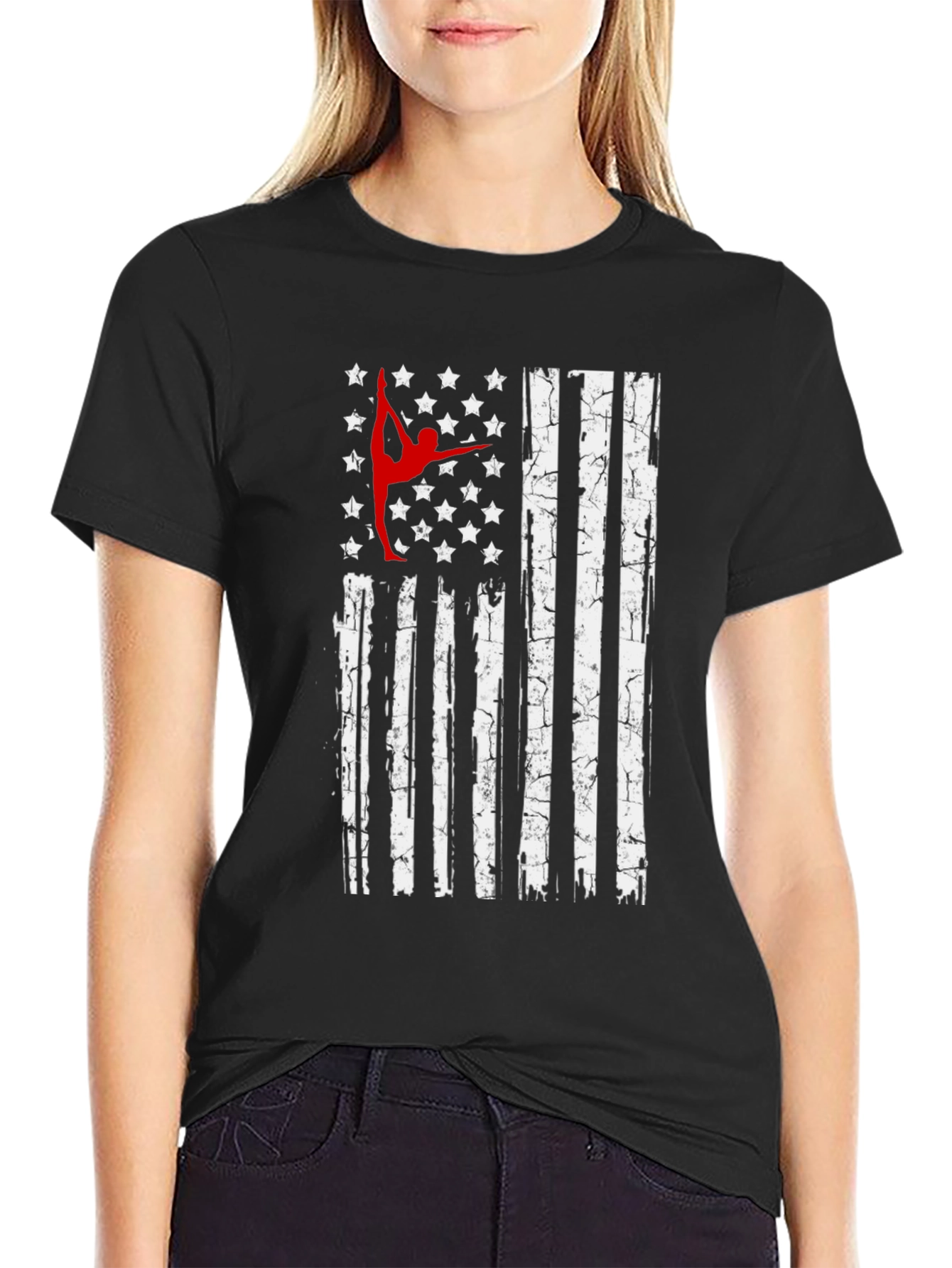 Patriotic Gymnast T-Shirt: USA Flag Design