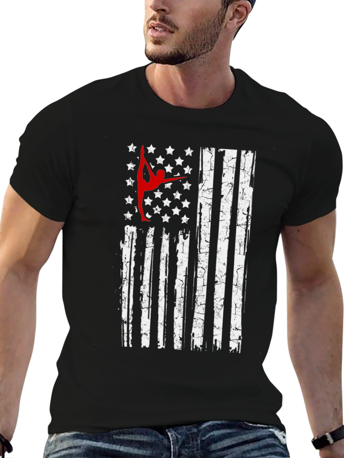 Patriotic Gymnast T-Shirt: USA Flag Design