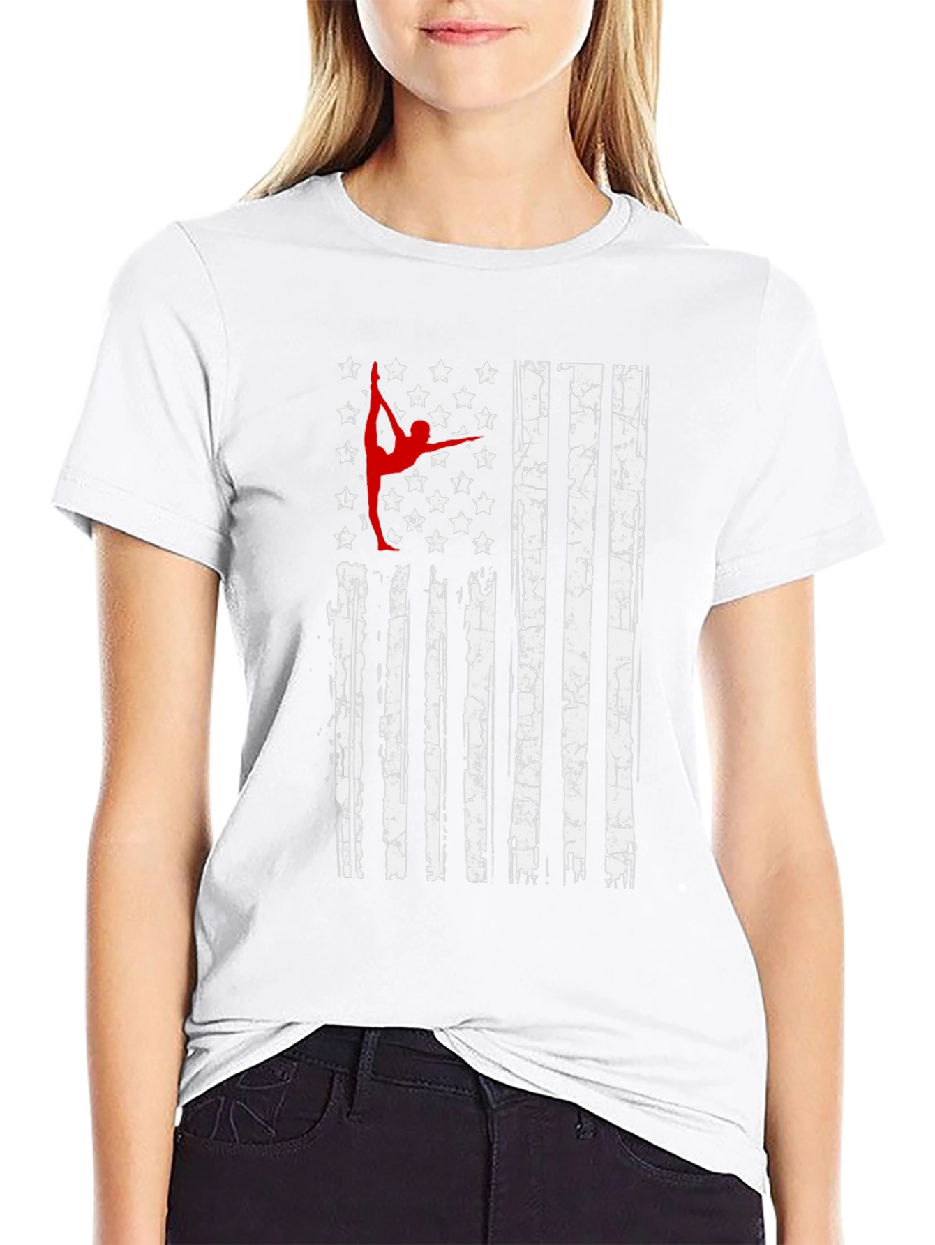 Patriotic Gymnast T-Shirt: USA Flag Design