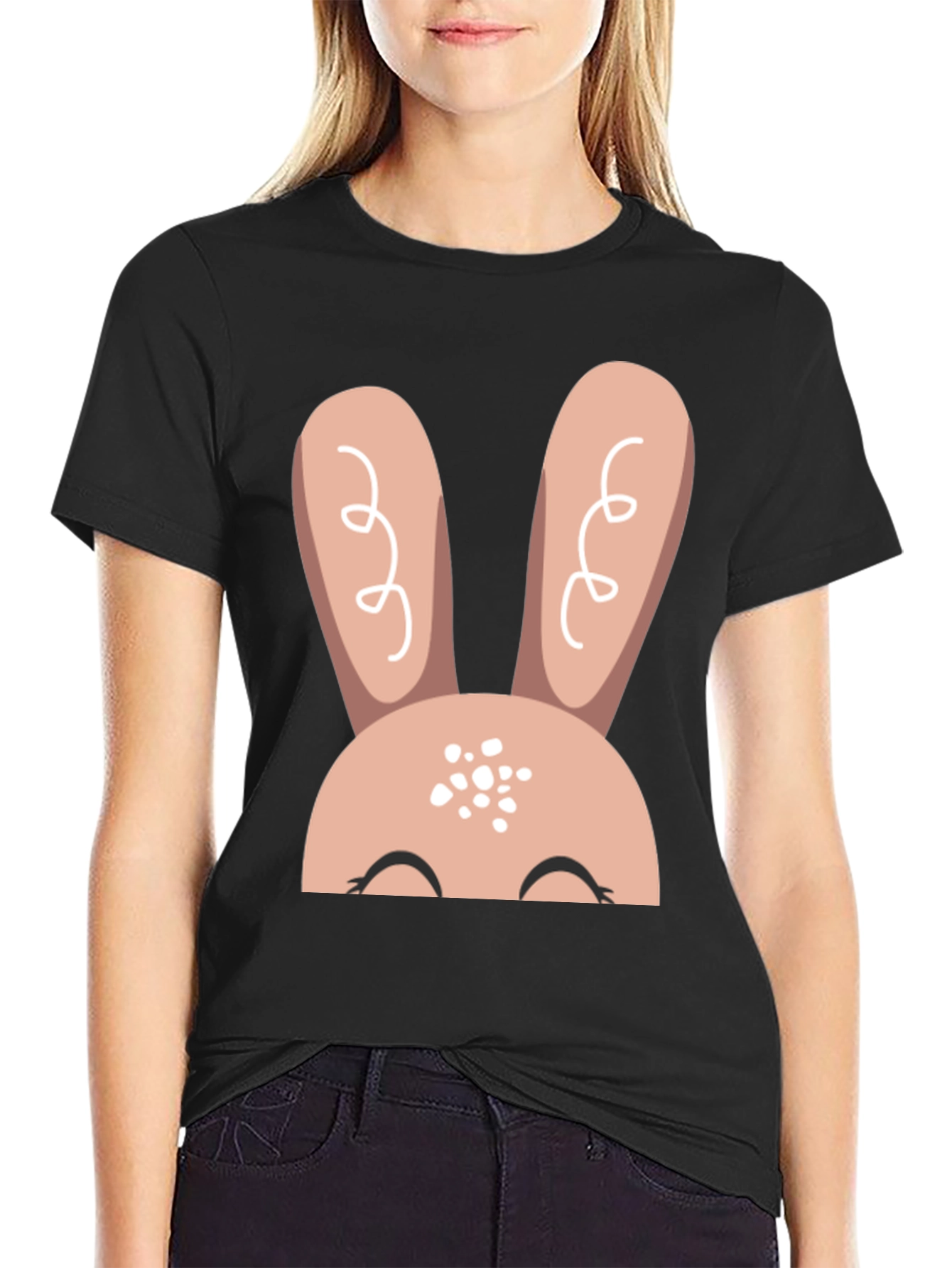 Cute Easter Bunny T-Shirt - Black