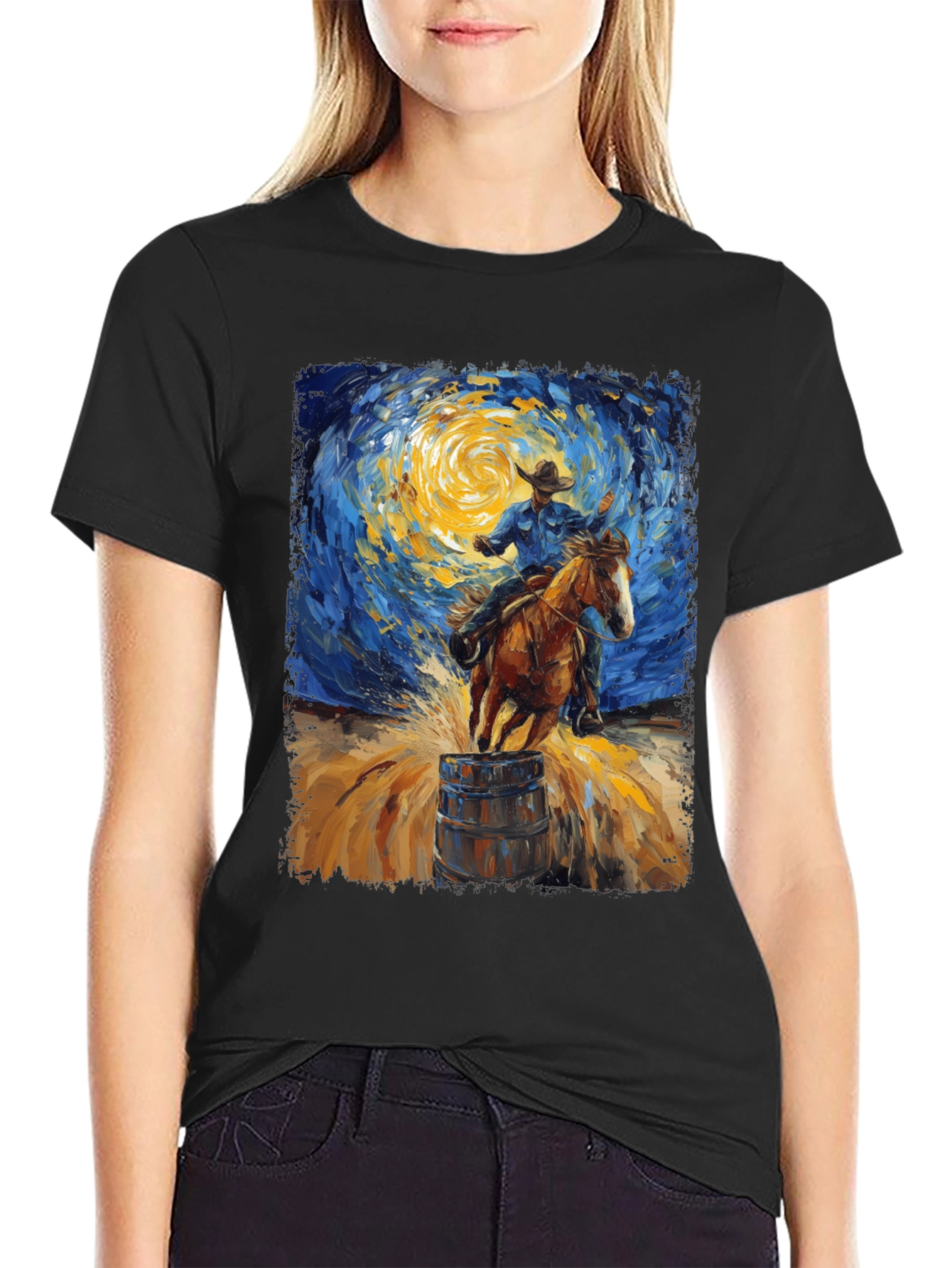 Van Gogh Rodeo T-Shirt: Artistic Cowboy Style
