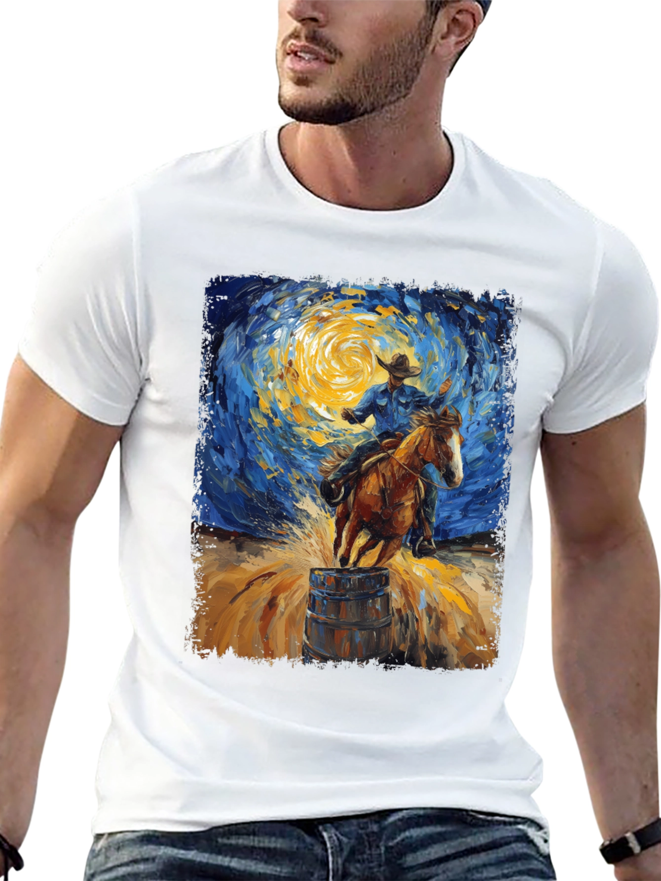Van Gogh Rodeo T-Shirt: Artistic Cowboy Style