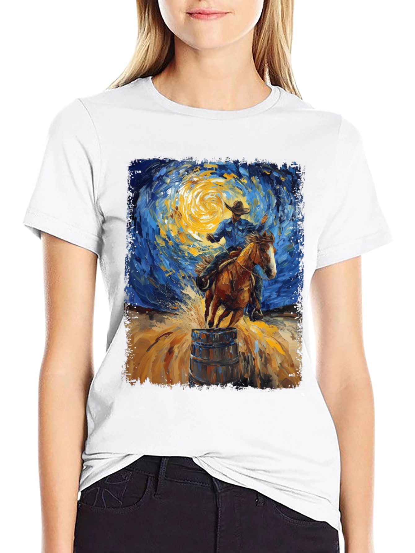 Van Gogh Rodeo T-Shirt: Artistic Cowboy Style