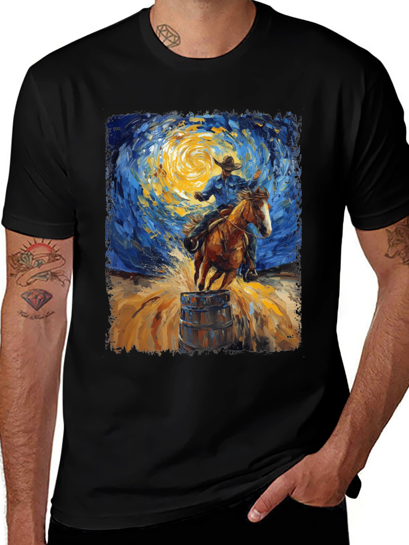 Van Gogh Rodeo T-Shirt: Artistic Cowboy Style