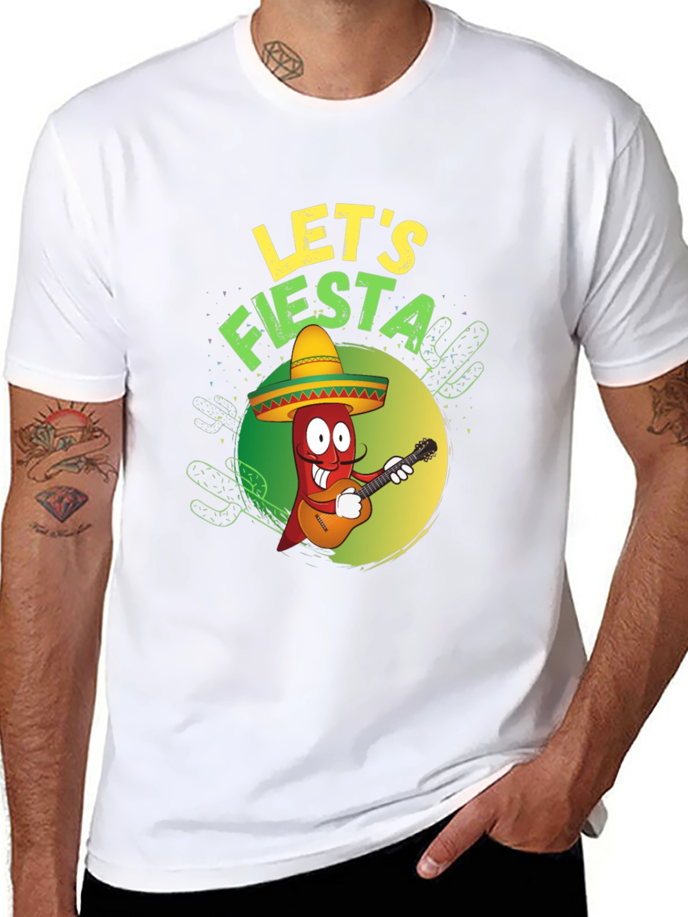 Lets Fiesta T-Shirt - Chili Pepper with Guitar