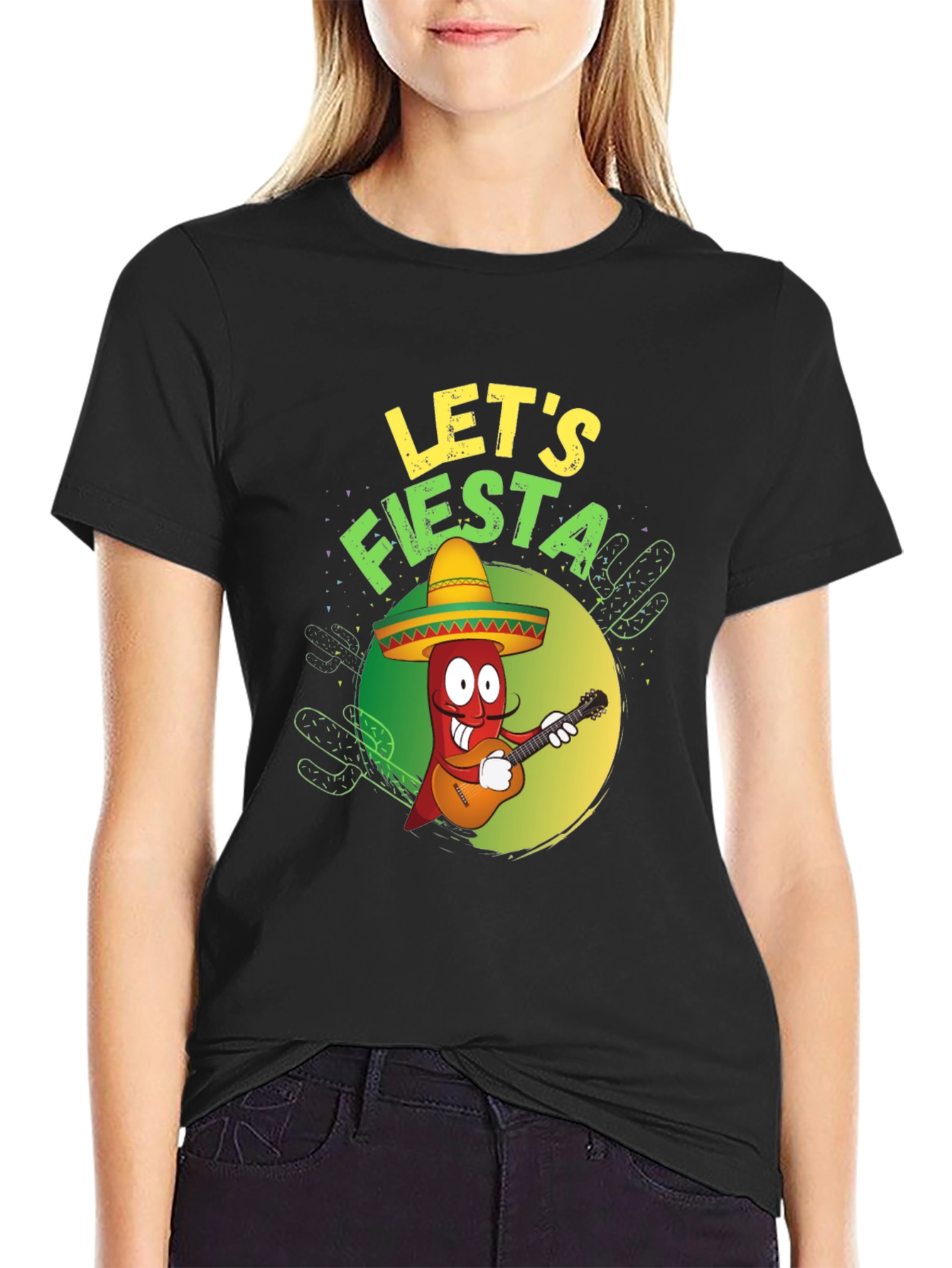 Lets Fiesta T-Shirt - Chili Pepper with Guitar