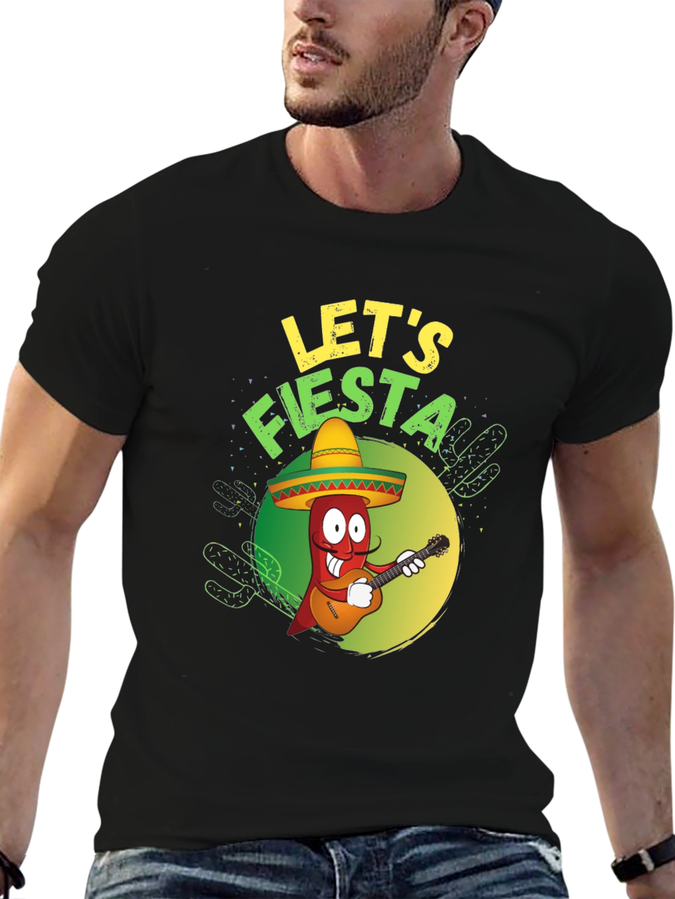 Lets Fiesta T-Shirt - Chili Pepper with Guitar