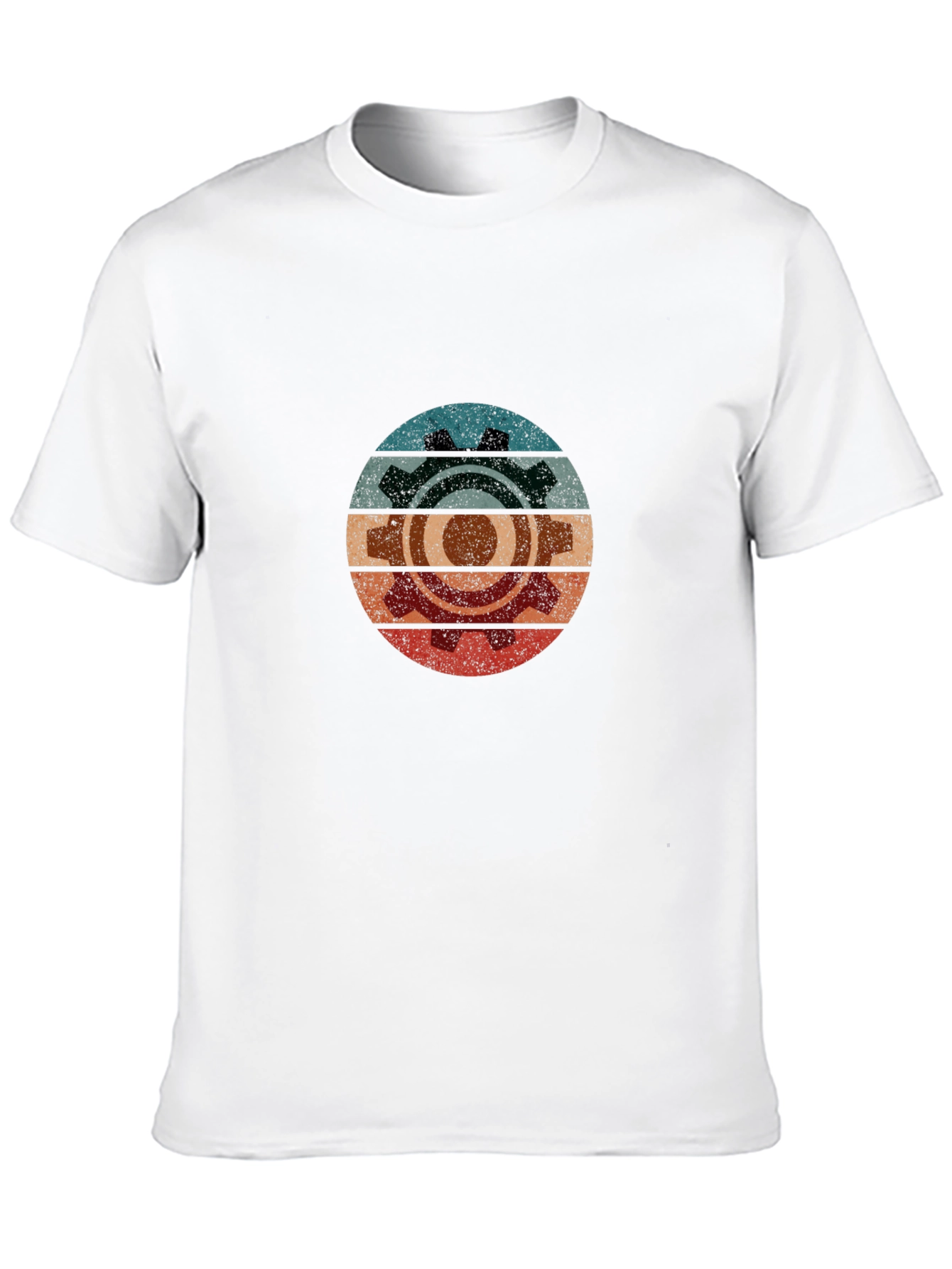 Retro Gear Graphic Tee - Black Cotton Blend