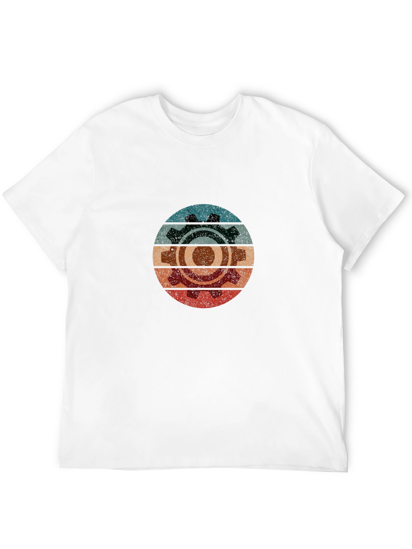Retro Gear Graphic Tee - Black Cotton Blend