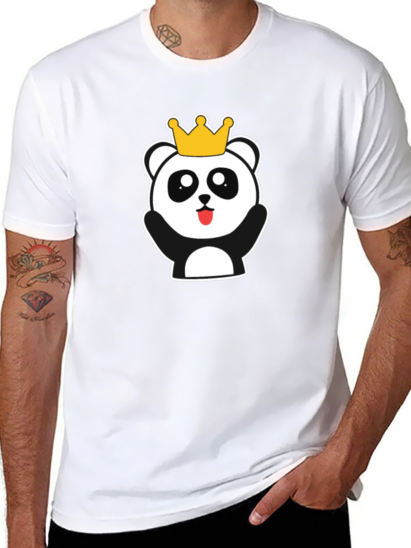 Cute Panda King Black T-Shirt