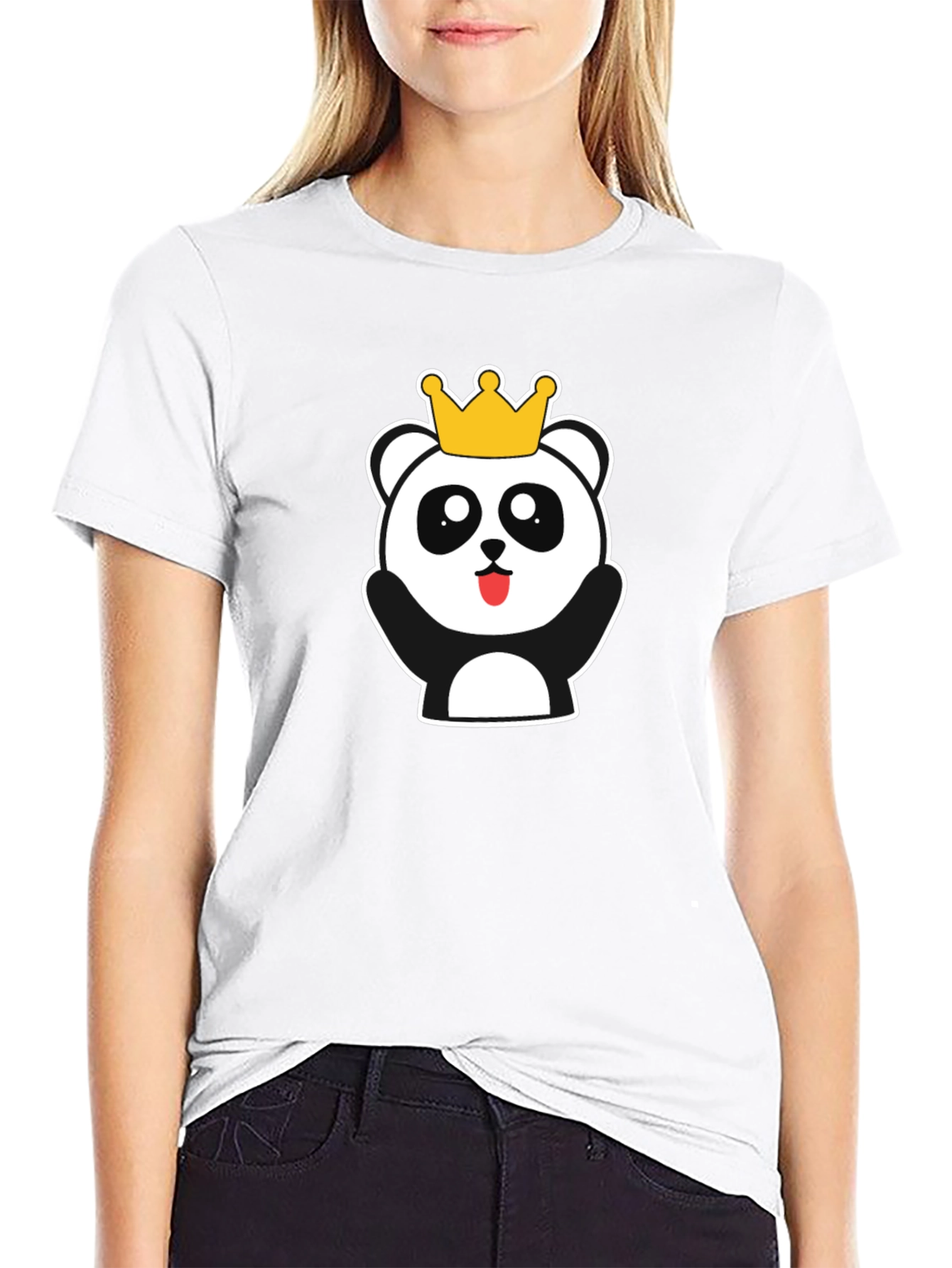 Cute Panda King Black T-Shirt