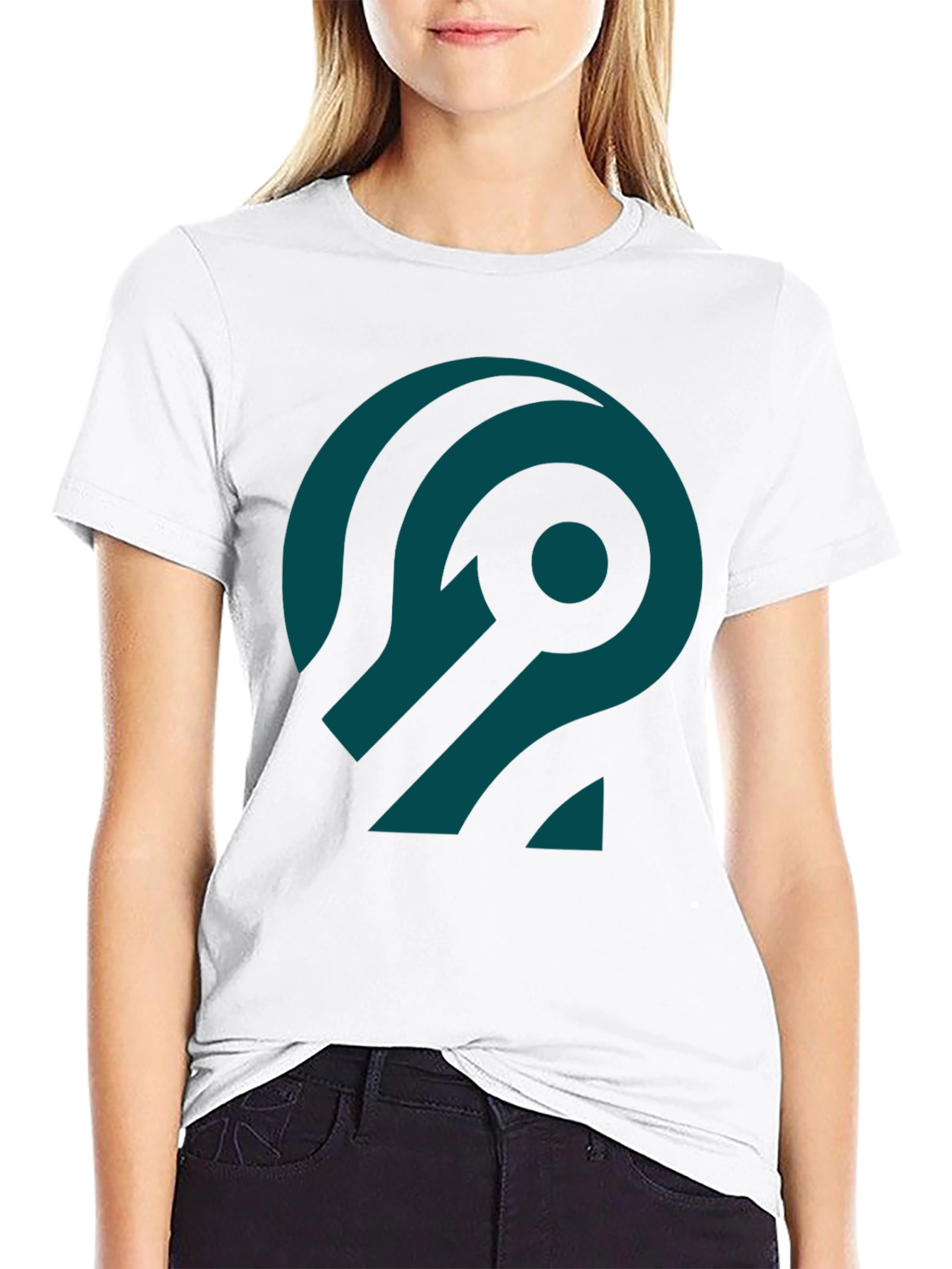 Abstract Teal Design Black T-Shirt