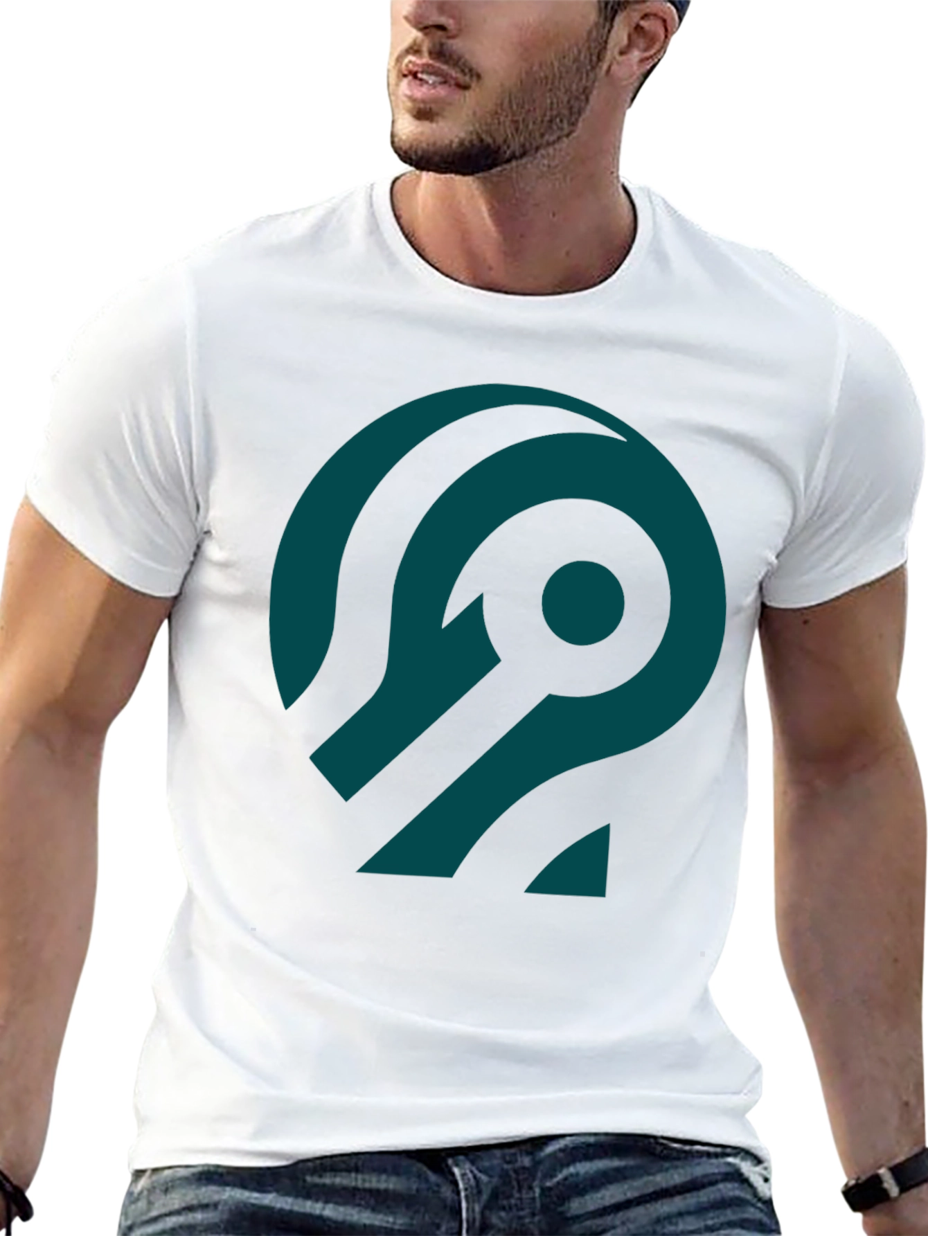 Abstract Teal Design Black T-Shirt