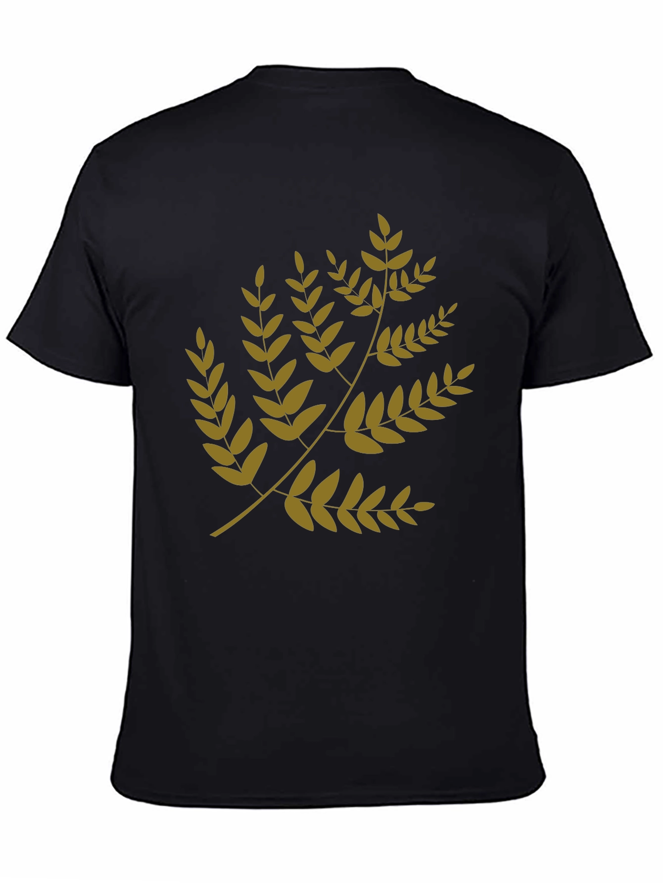 Leaf Branch Print Black T-Shirt