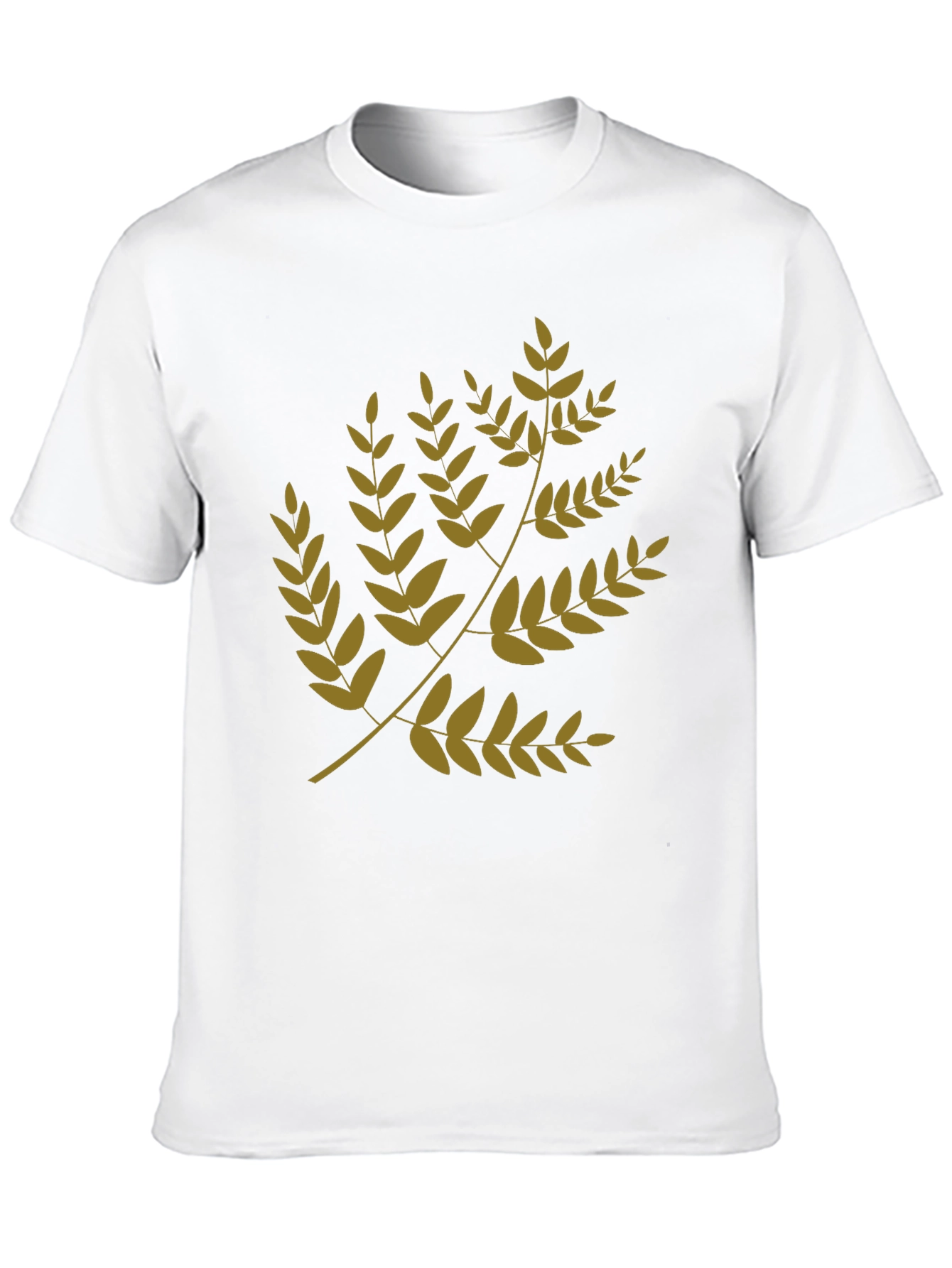 Leaf Branch Print Black T-Shirt