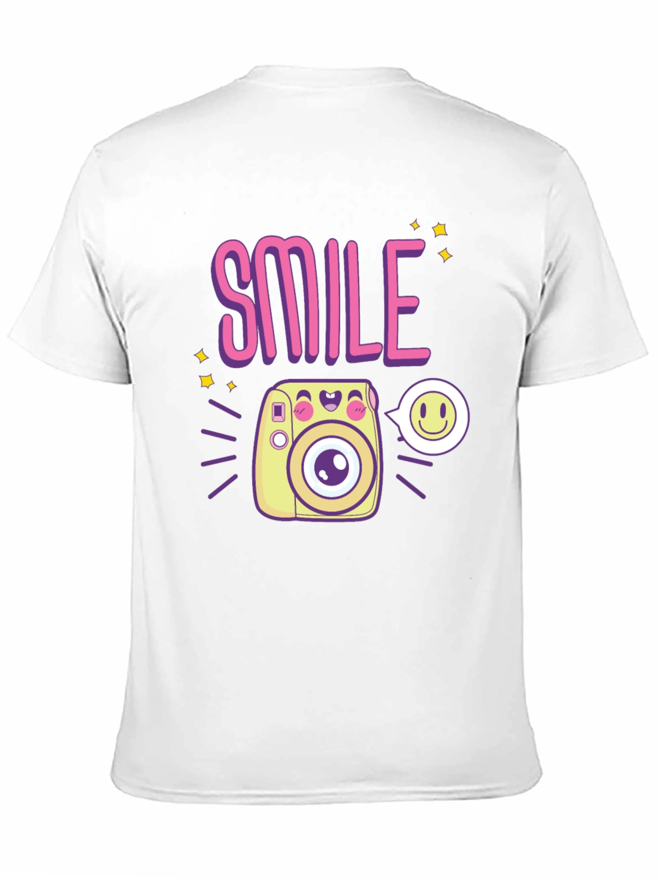 Smile Camera Graphic Tee - Trendy Casual Black T-Shirt