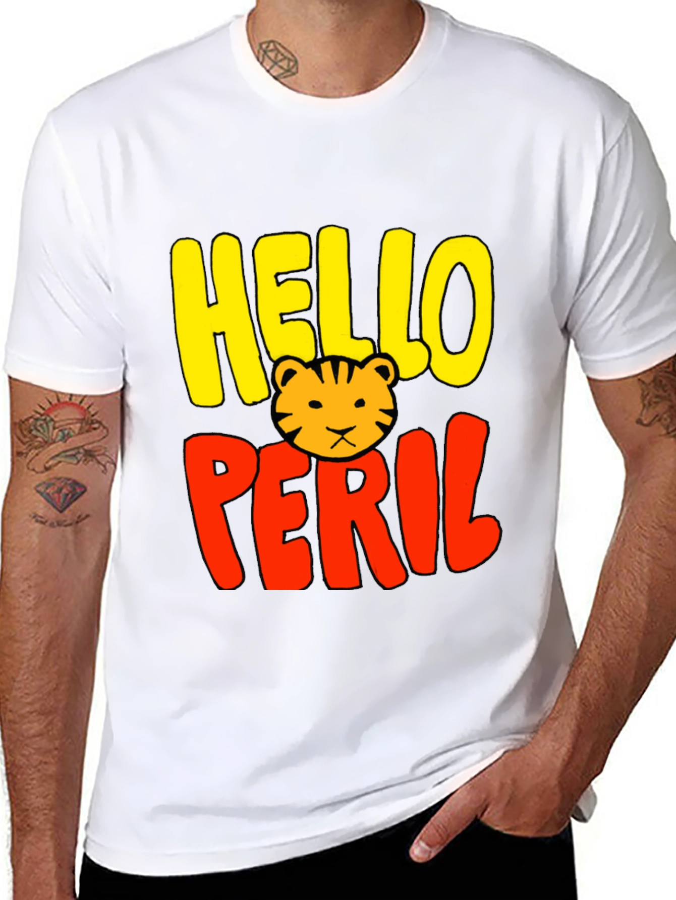 Hello Peril Tiger Graphic T-Shirt - Cool Trendy Tee