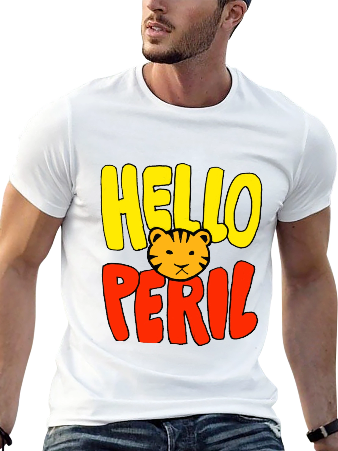 Hello Peril Tiger Graphic T-Shirt - Cool Trendy Tee