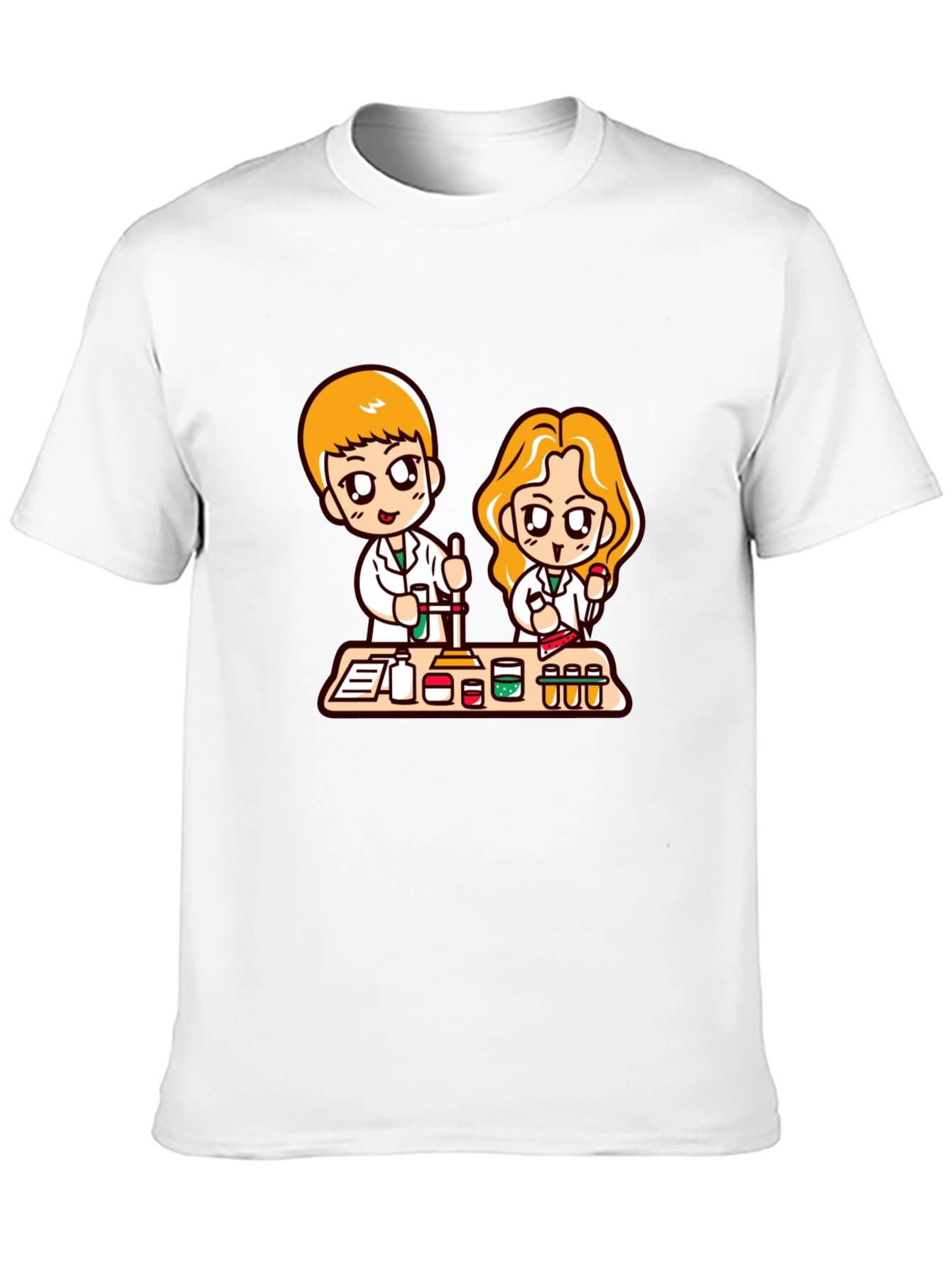 Cartoon Scientist T-Shirt - Black Cotton Blend