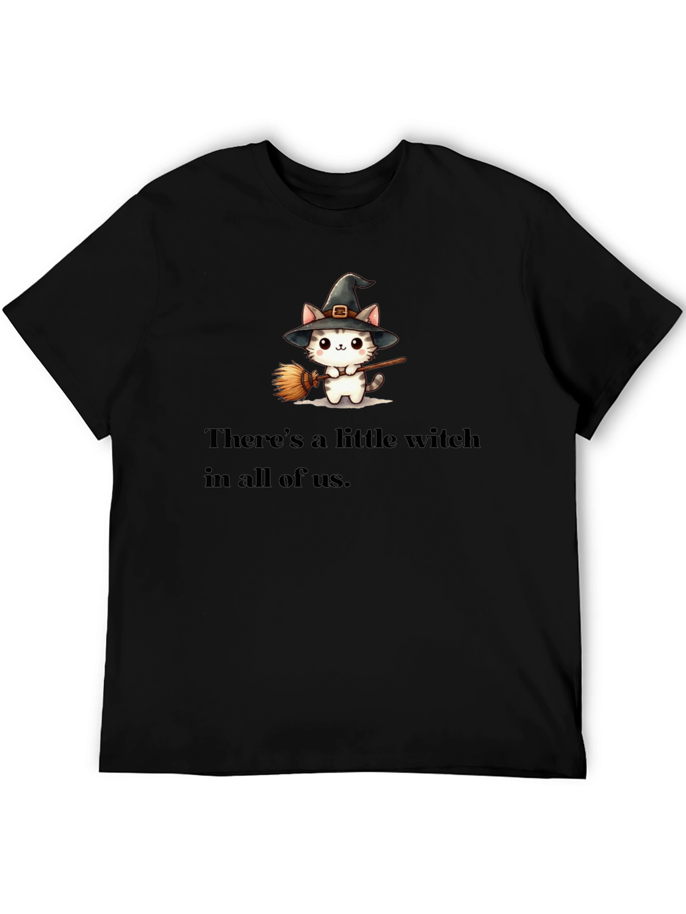 Witch Cat Graphic Tee - Spooky Season T-Shirt