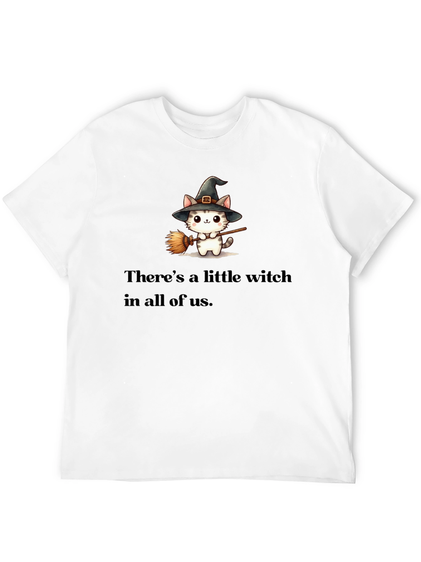 Witch Cat Graphic Tee - Spooky Season T-Shirt