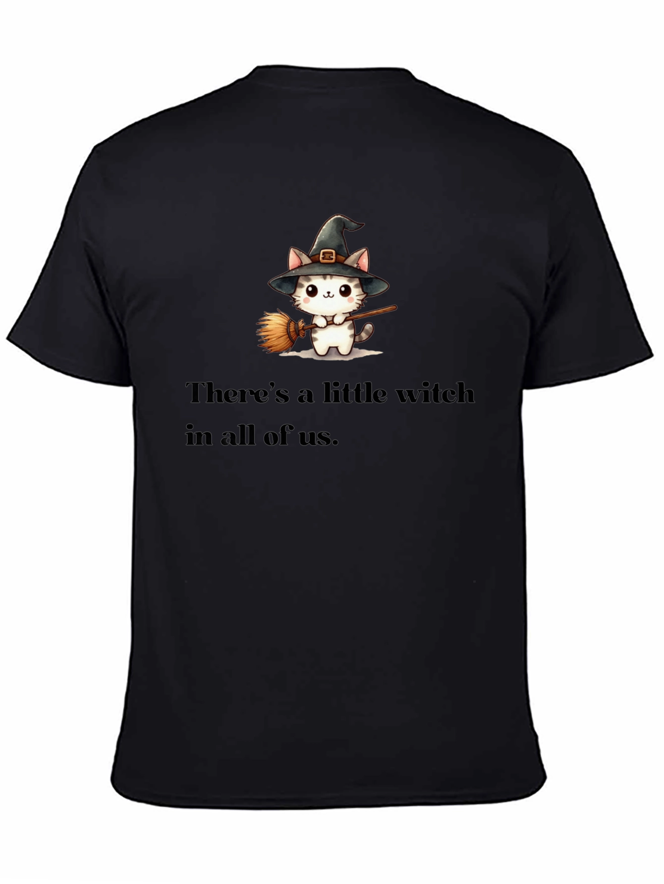 Witch Cat Graphic Tee - Spooky Season T-Shirt