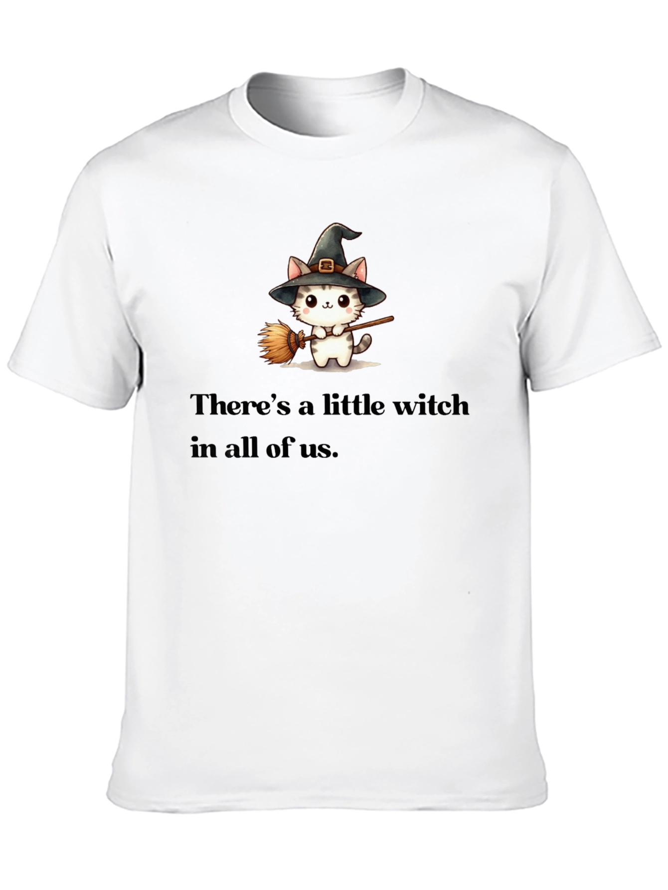 Witch Cat Graphic Tee - Spooky Season T-Shirt