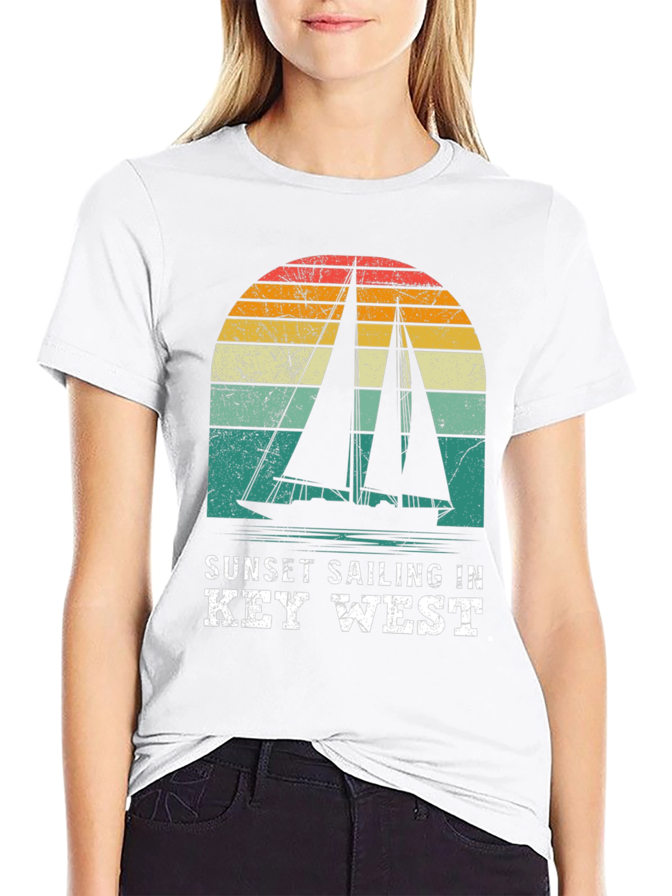 Sunset Sailing in Key West Black T-Shirt
