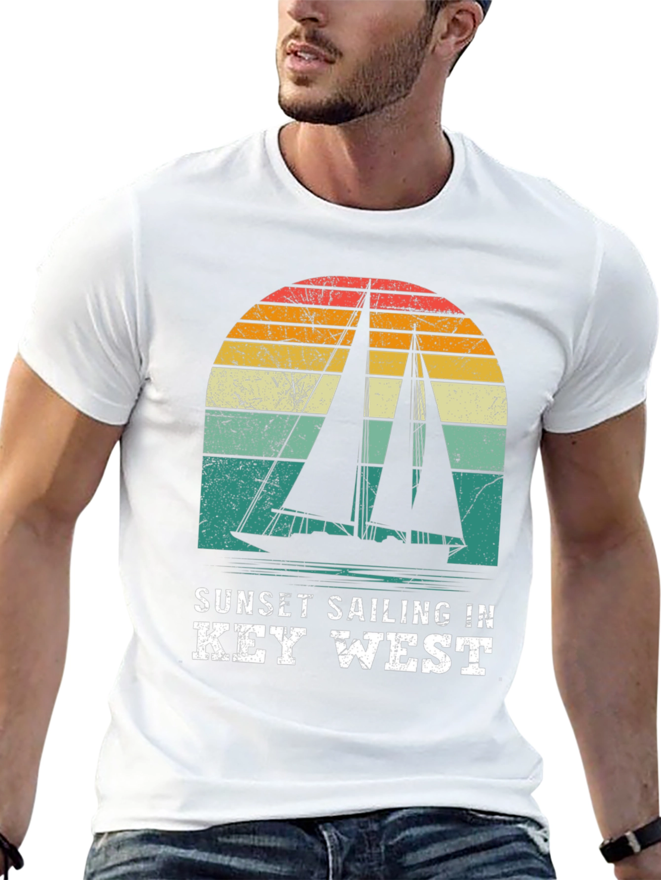 Sunset Sailing in Key West Black T-Shirt