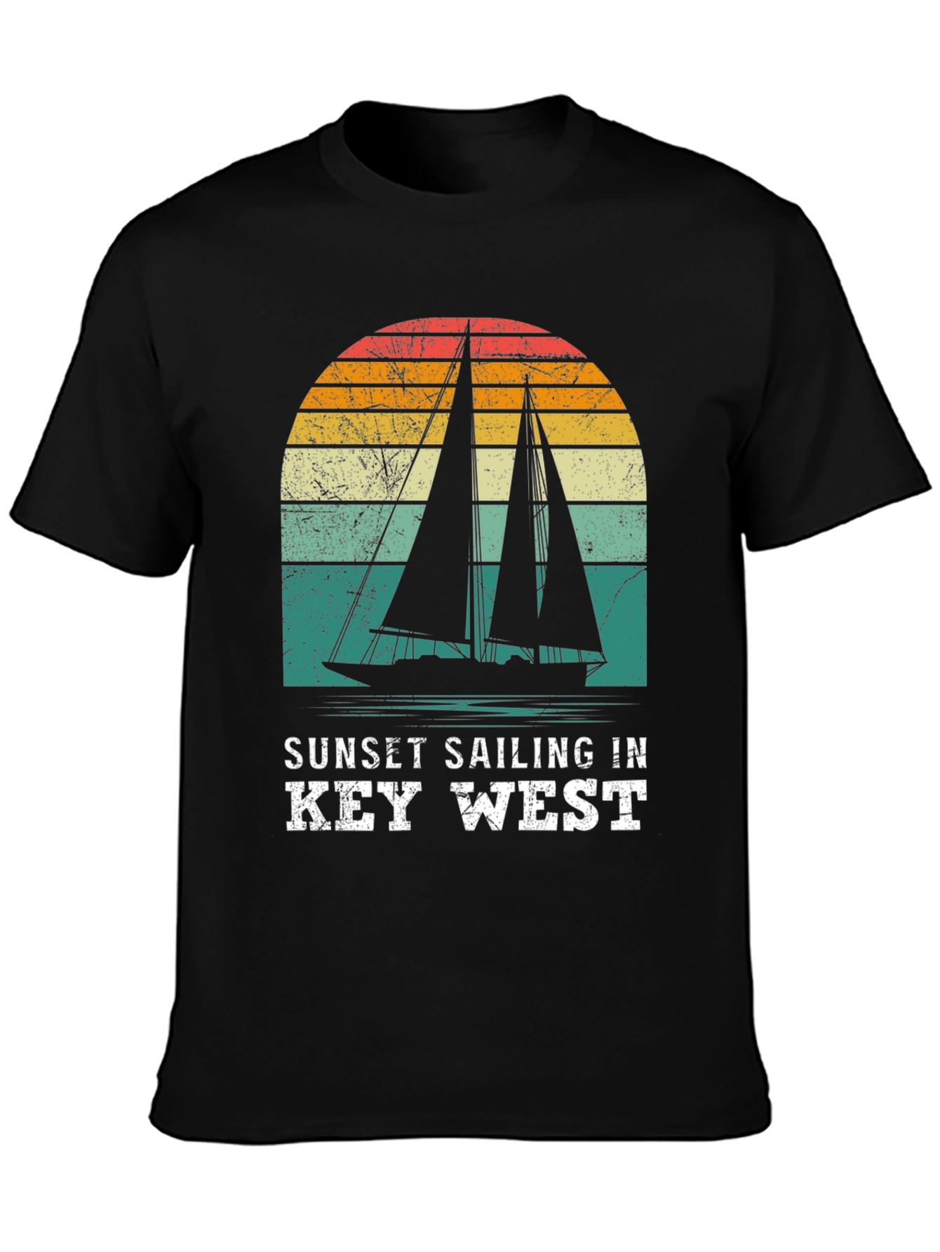 Sunset Sailing in Key West Black T-Shirt