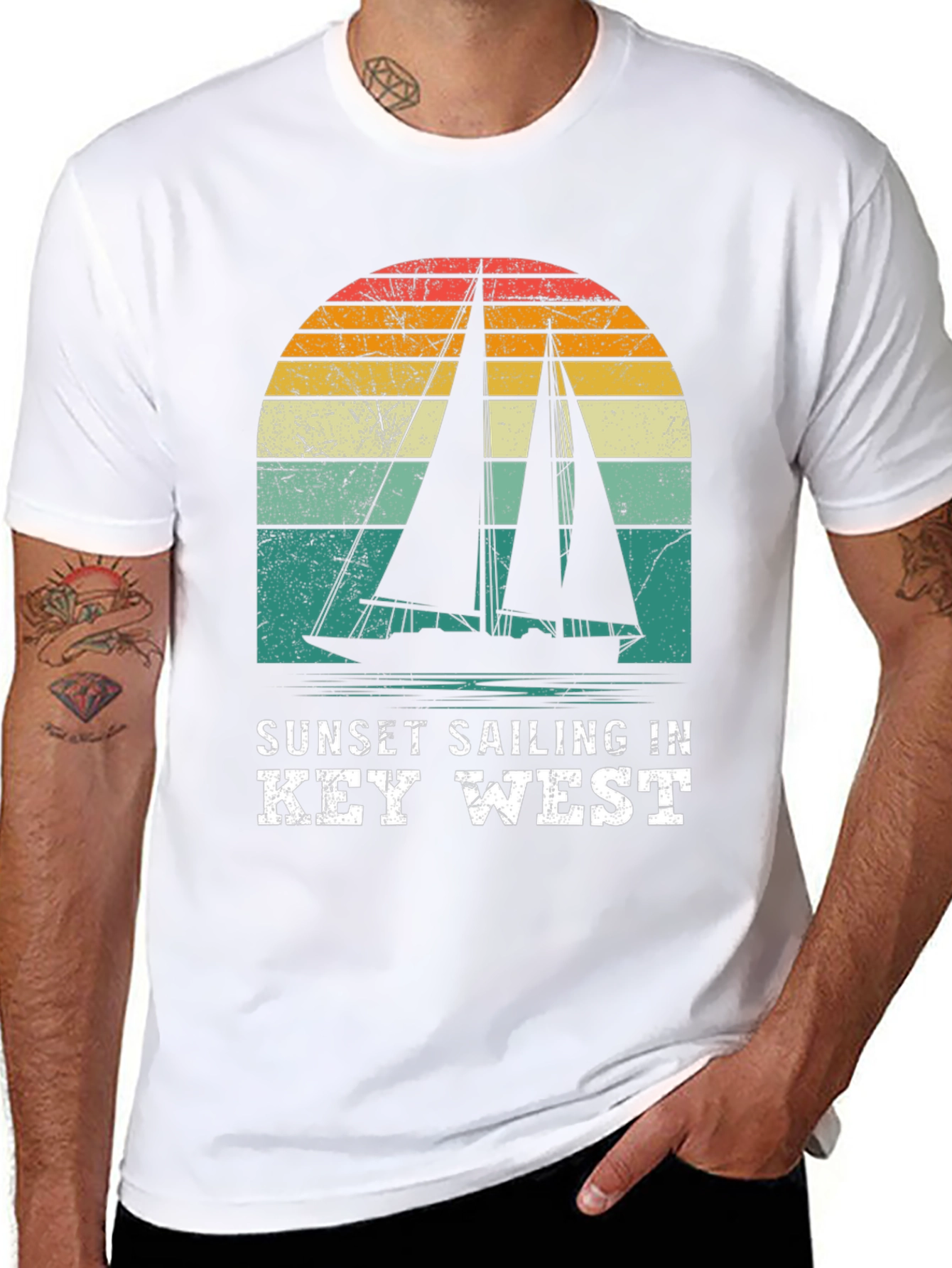 Sunset Sailing in Key West Black T-Shirt