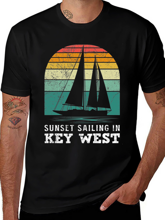 Sunset Sailing in Key West Black T-Shirt