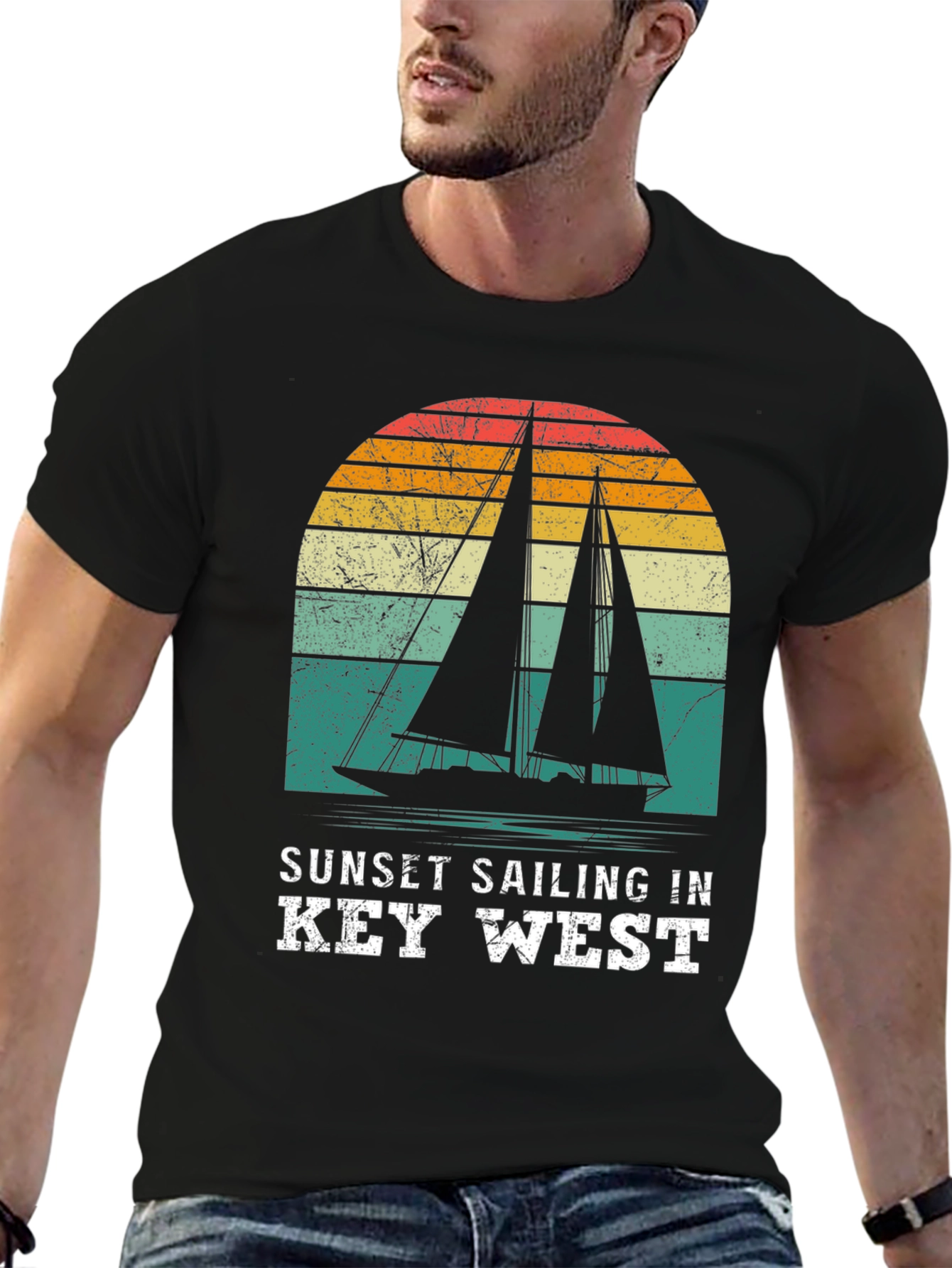 Sunset Sailing in Key West Black T-Shirt