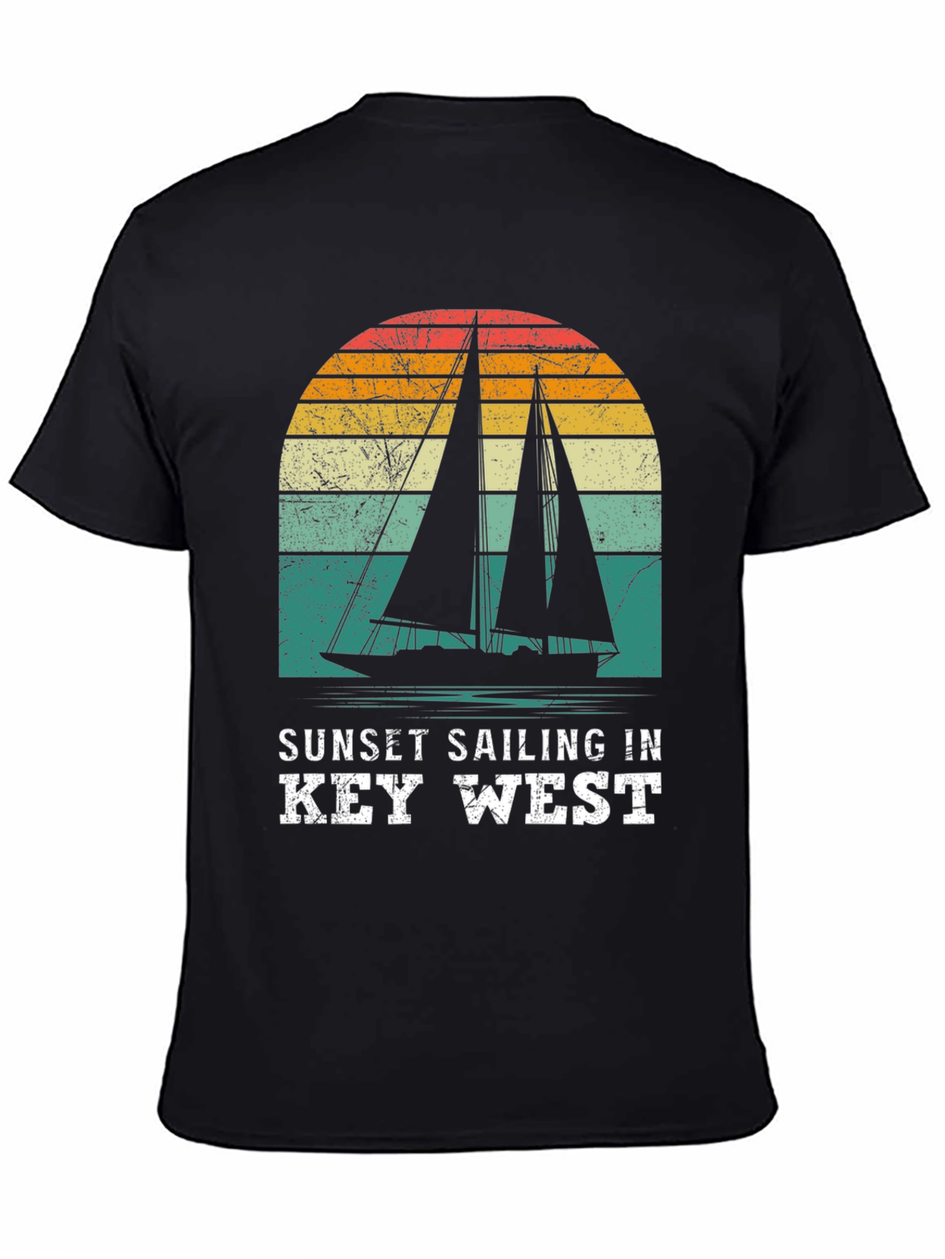 Sunset Sailing in Key West Black T-Shirt
