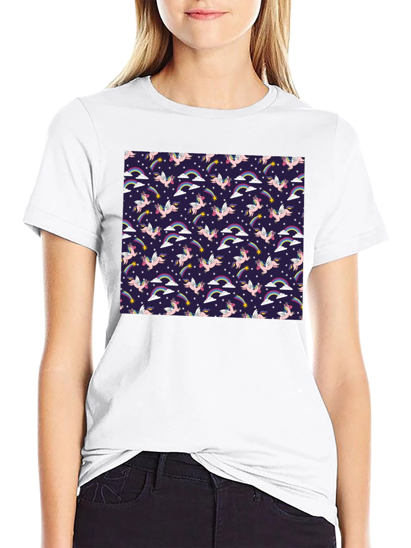 Unicorn Rainbow Starry Pattern Tee