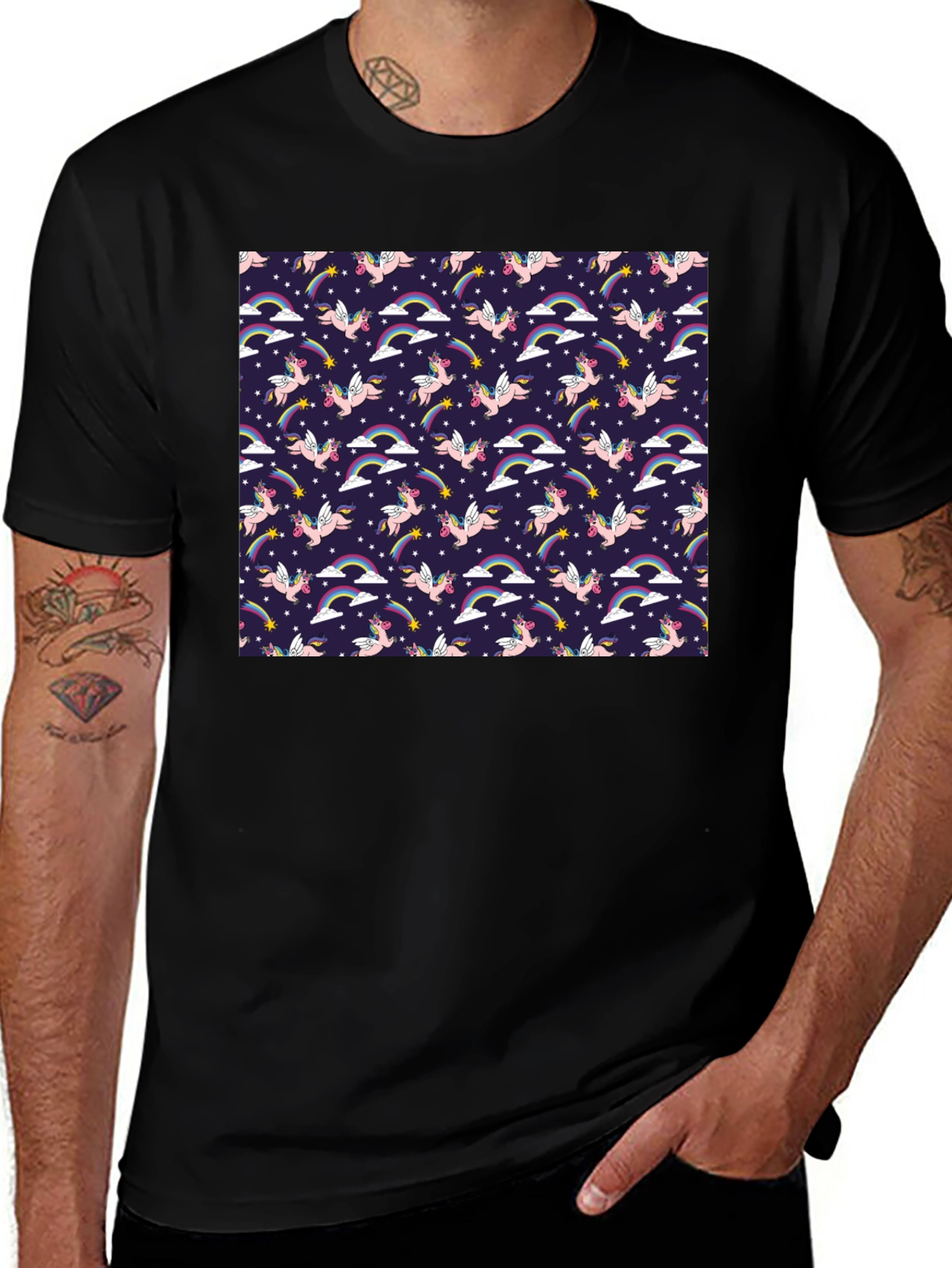 Unicorn Rainbow Starry Pattern Tee