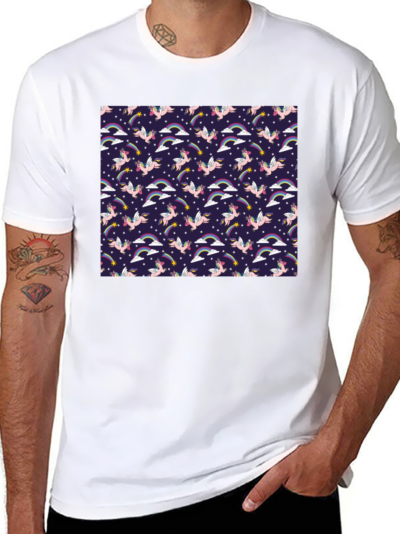 Unicorn Rainbow Starry Pattern Tee