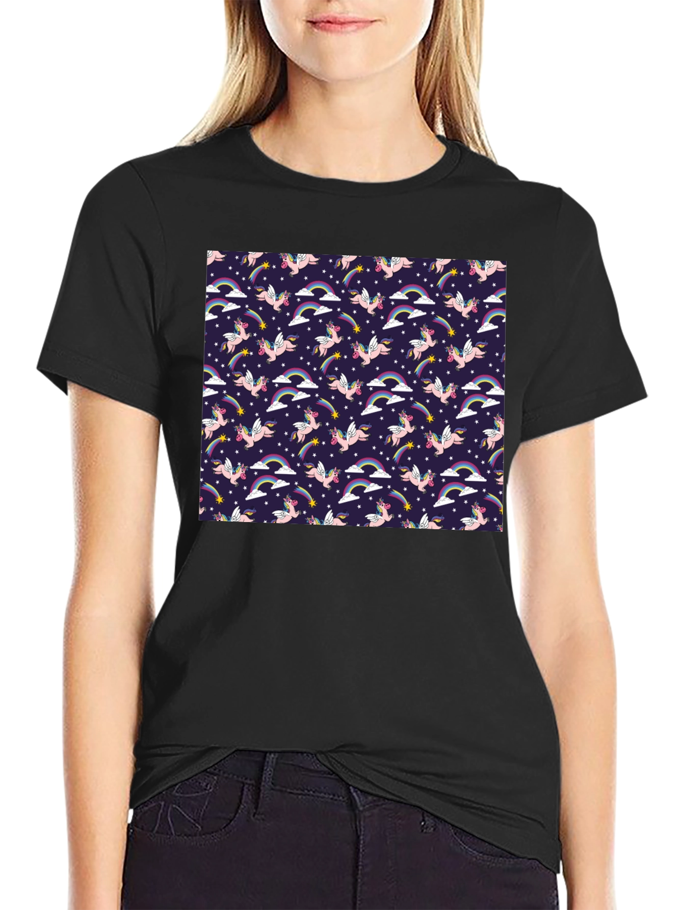 Unicorn Rainbow Starry Pattern Tee