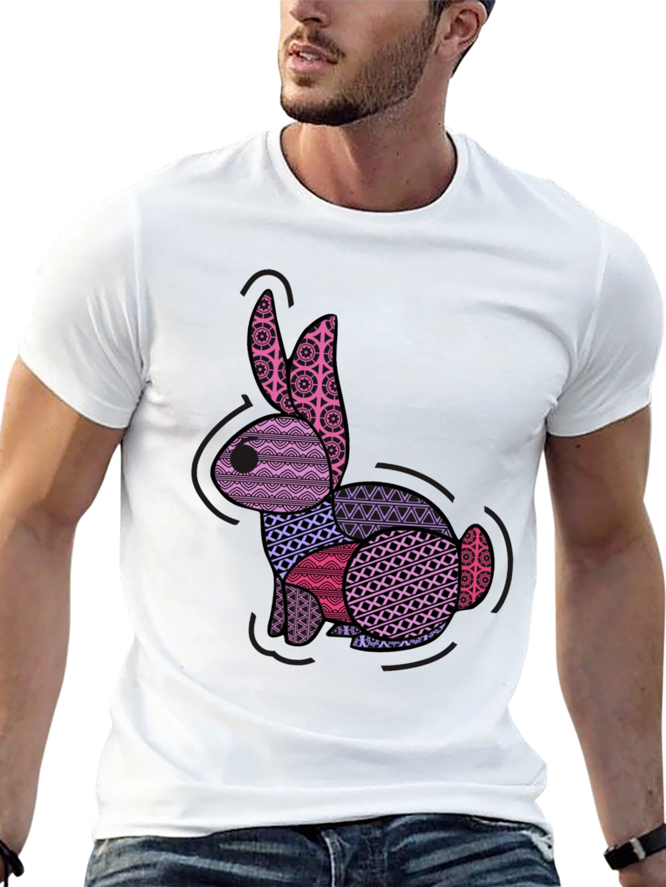 Patterned Easter Bunny Graphic T-Shirt