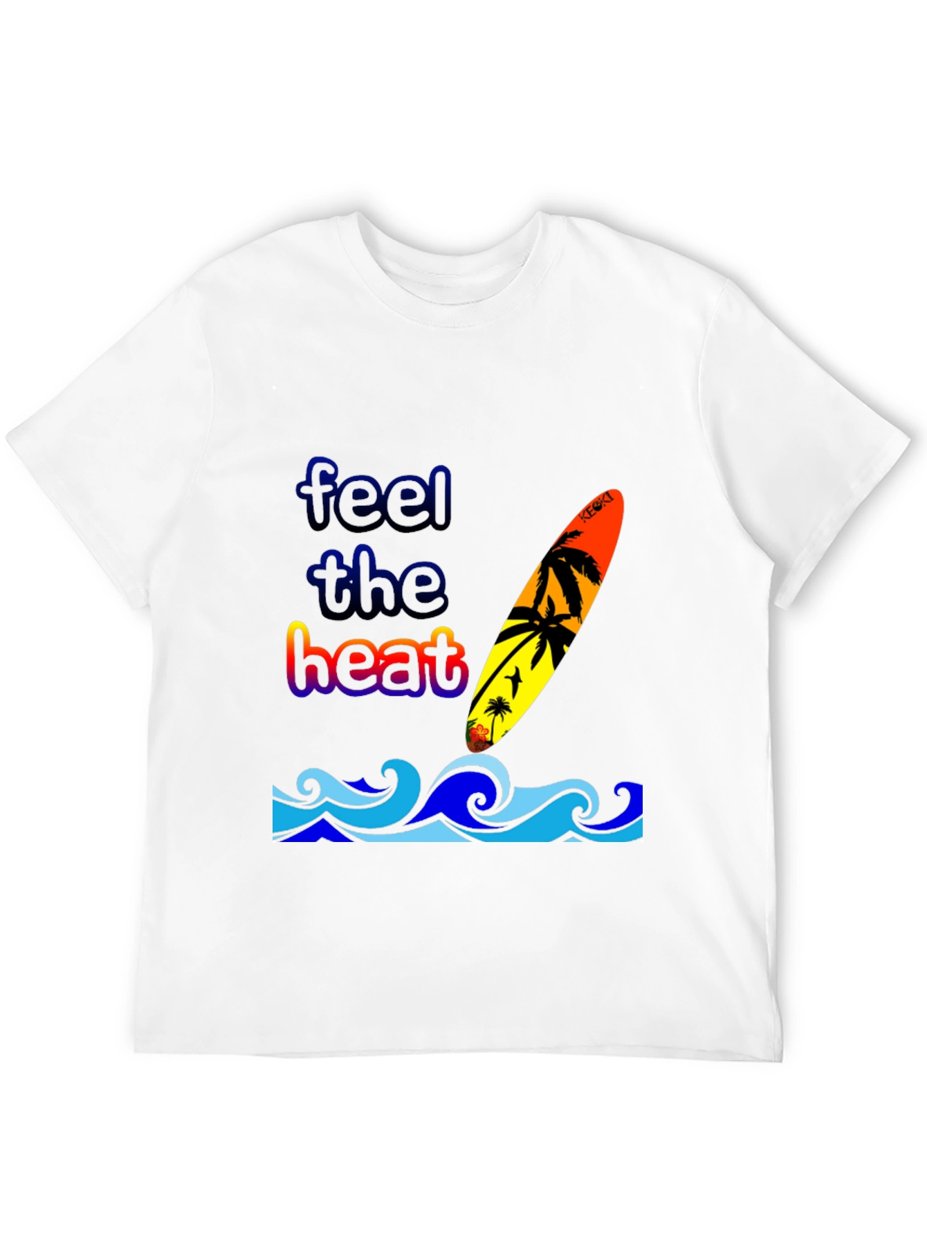 Feel the Heat Surfboard Graphic T-Shirt - Black