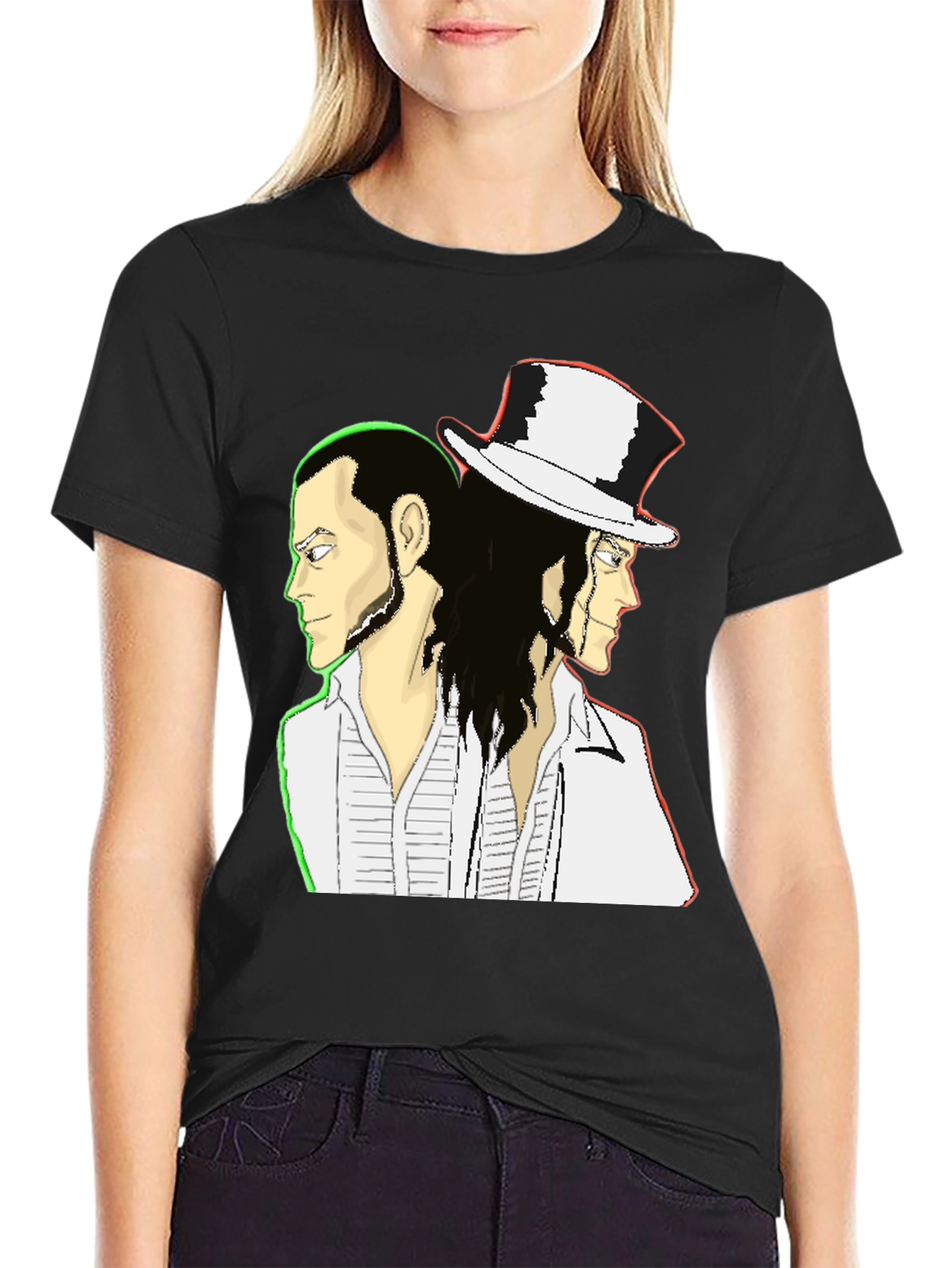 Double Image Graphic Tee - Unisex Black T-Shirt