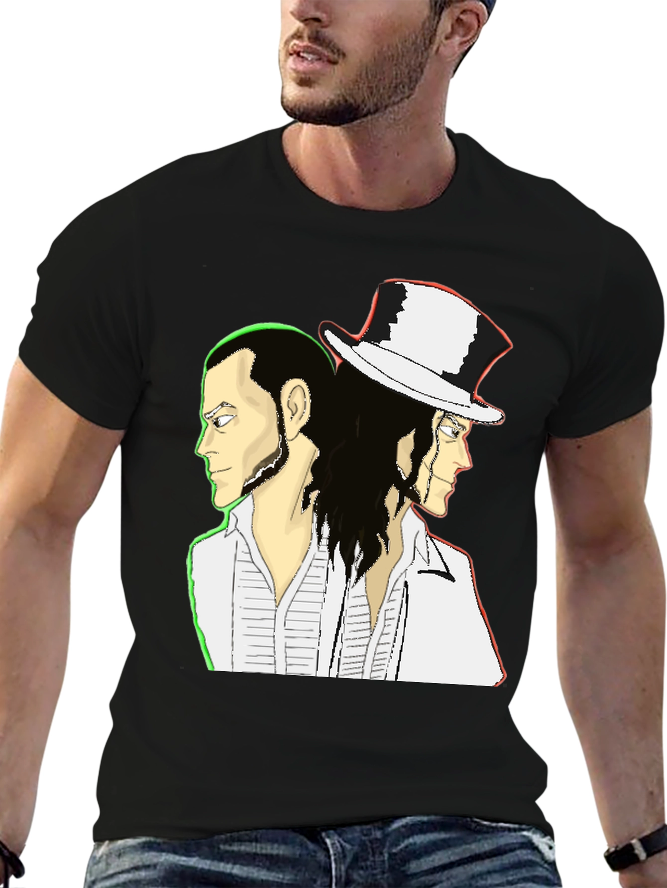 Double Image Graphic Tee - Unisex Black T-Shirt