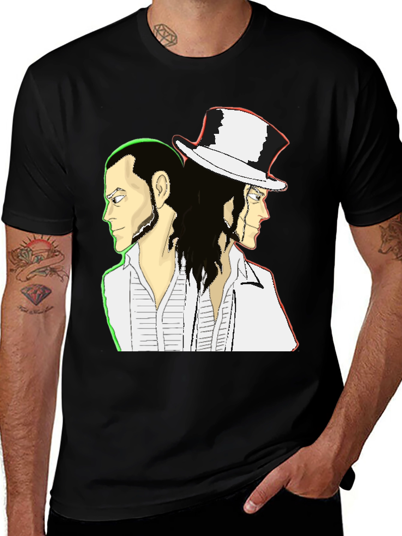 Double Image Graphic Tee - Unisex Black T-Shirt