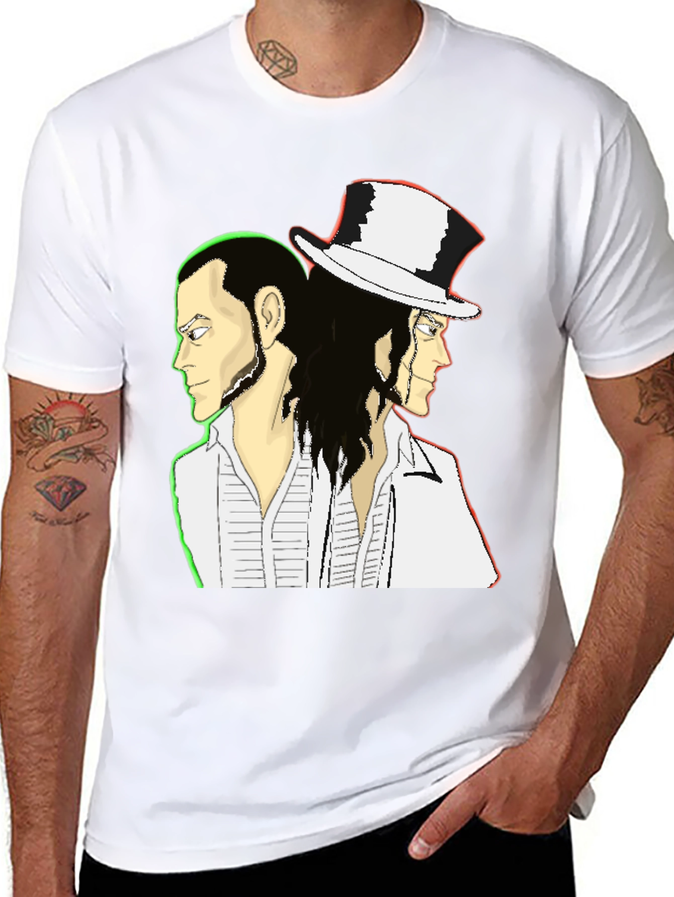Double Image Graphic Tee - Unisex Black T-Shirt