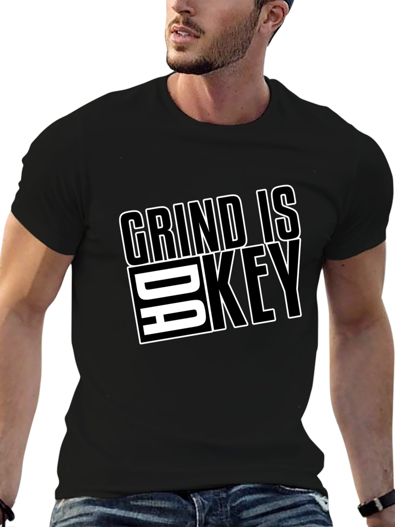 Grind is Da Key Black Graphic Tee