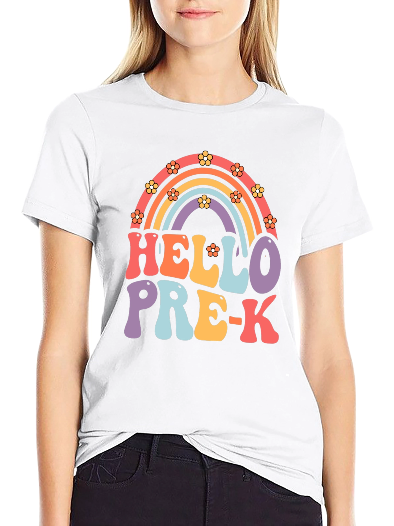 Hello Pre-K Rainbow Teacher T-Shirt