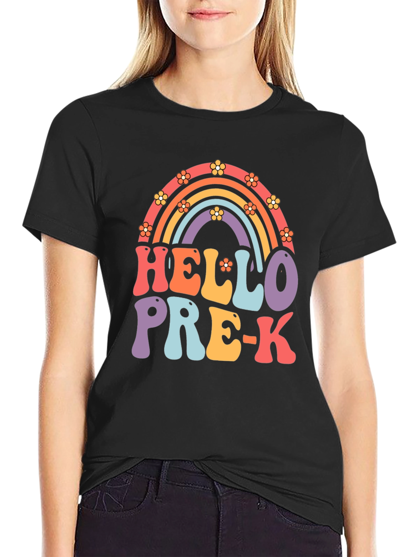 Hello Pre-K Rainbow Teacher T-Shirt